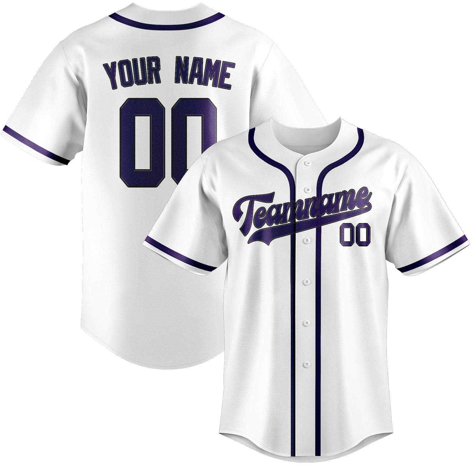 Custom White Purple Baseball Jersey