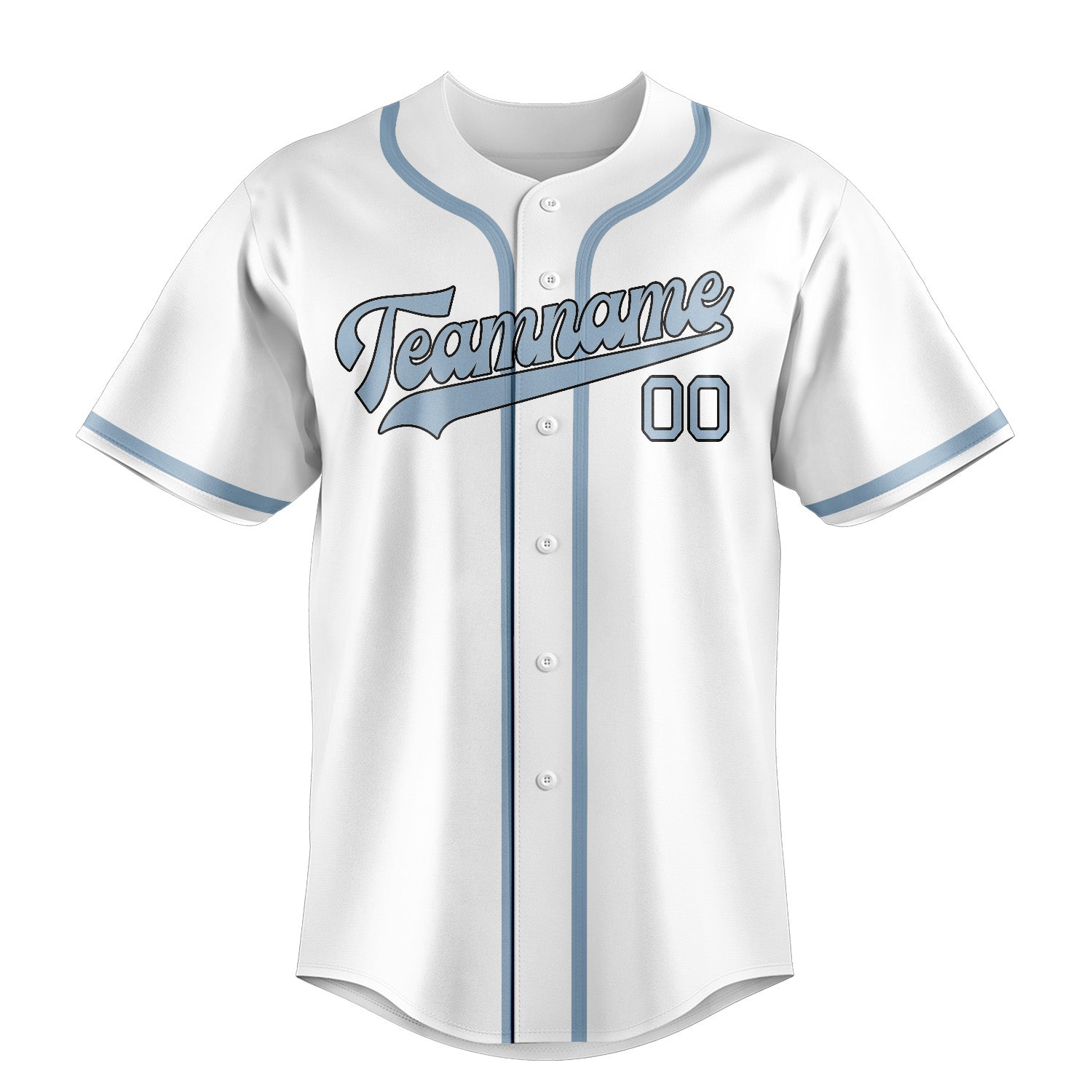 Custom White Light Blue Baseball Jersey
