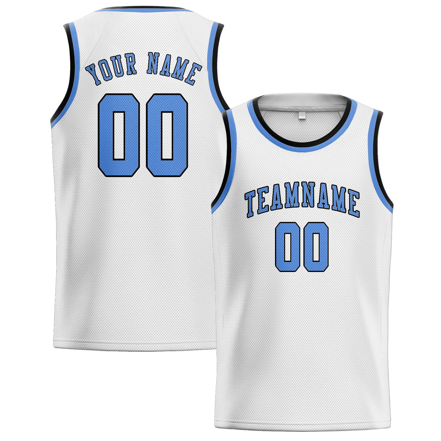 Custom White Light Blue Basketball Jersey