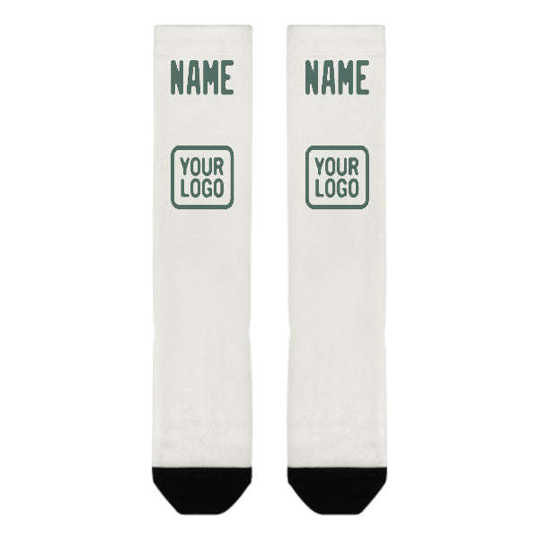 Custom White Blue Green Knee-High Sock