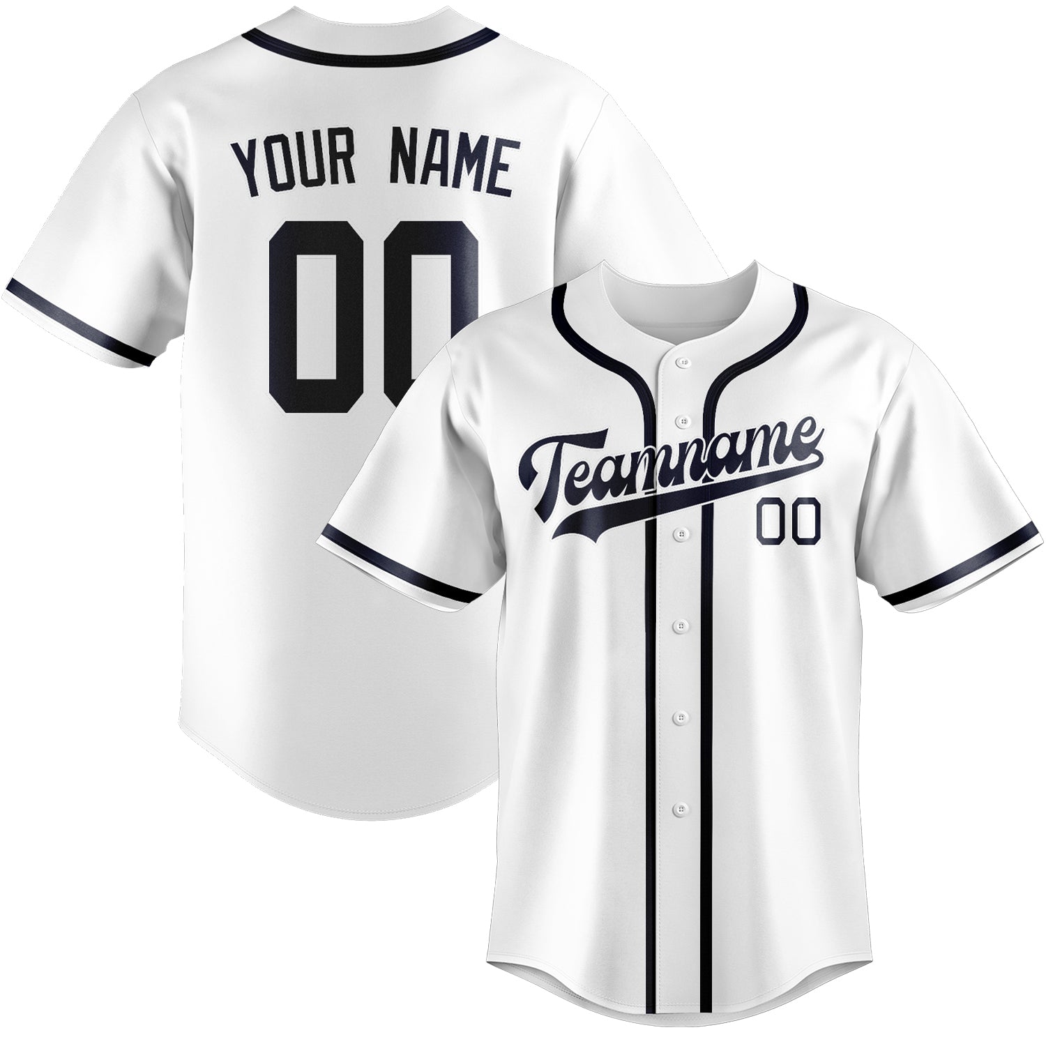 Custom White Navy Baseball Jersey