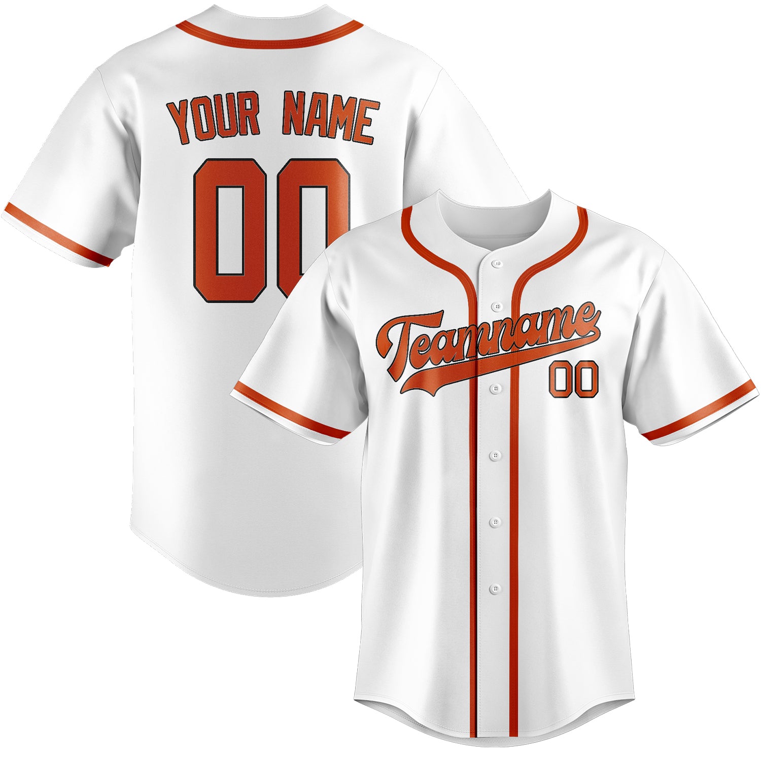 Custom White Orange Red Baseball Jersey