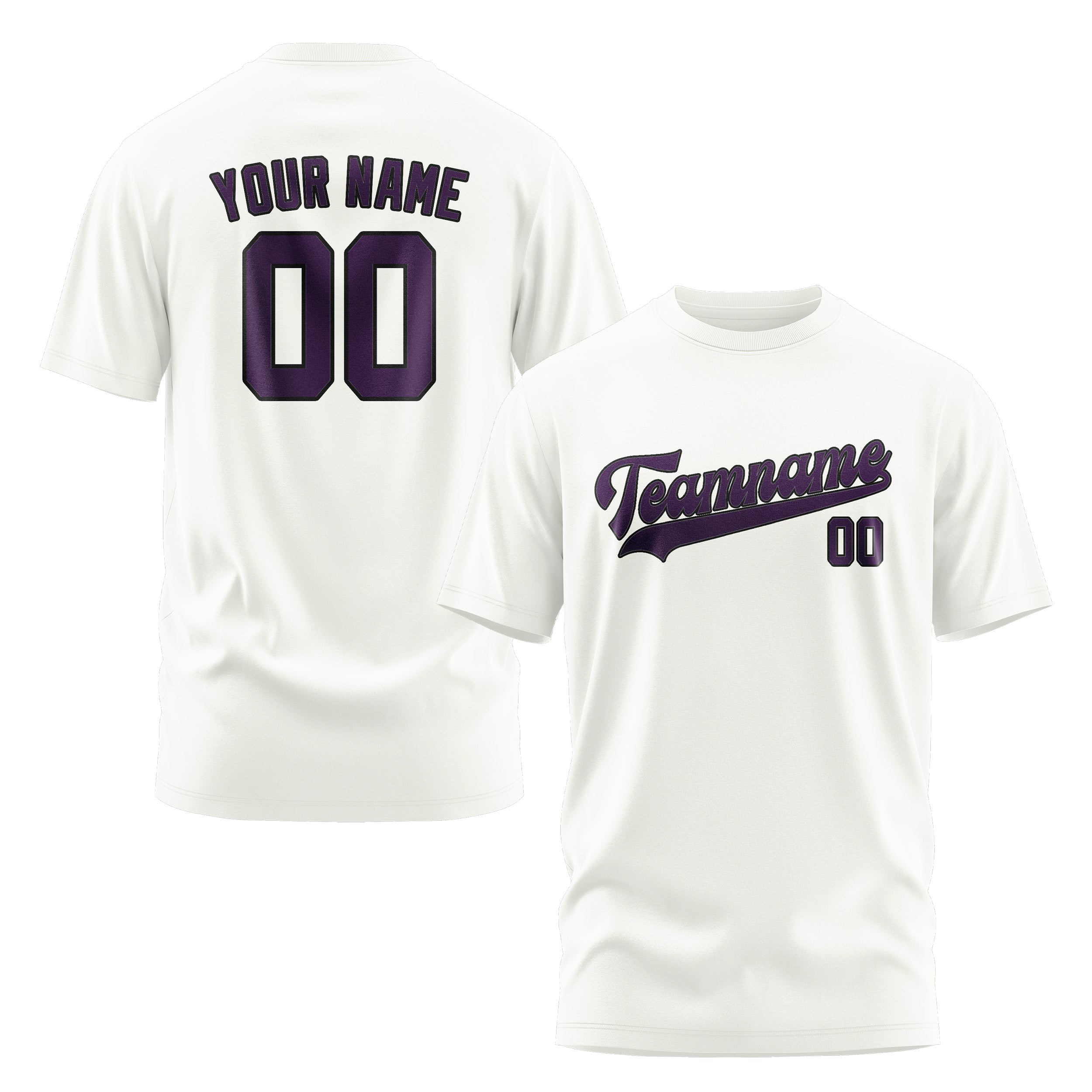 Custom White Purple T-Shirt