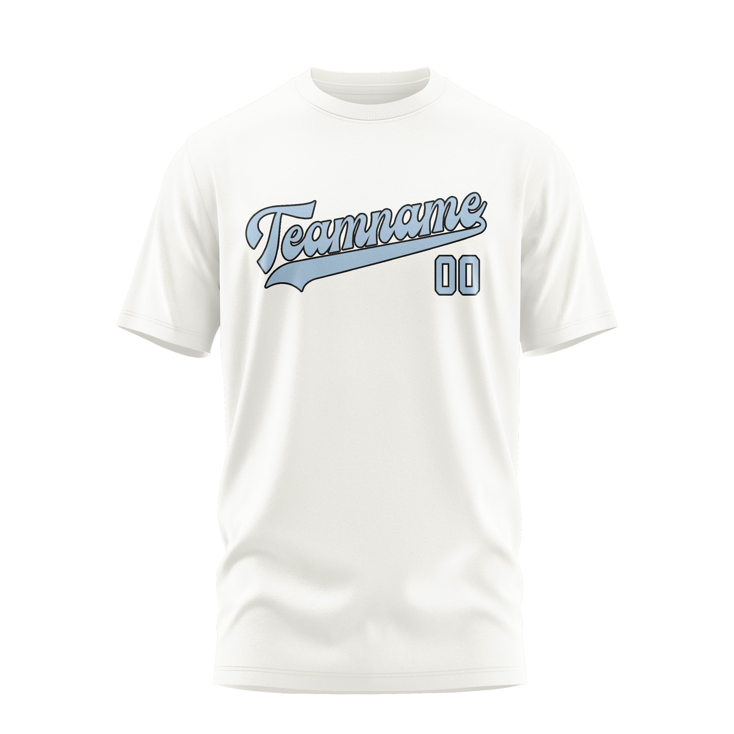 Custom White Light Blue T-Shirt