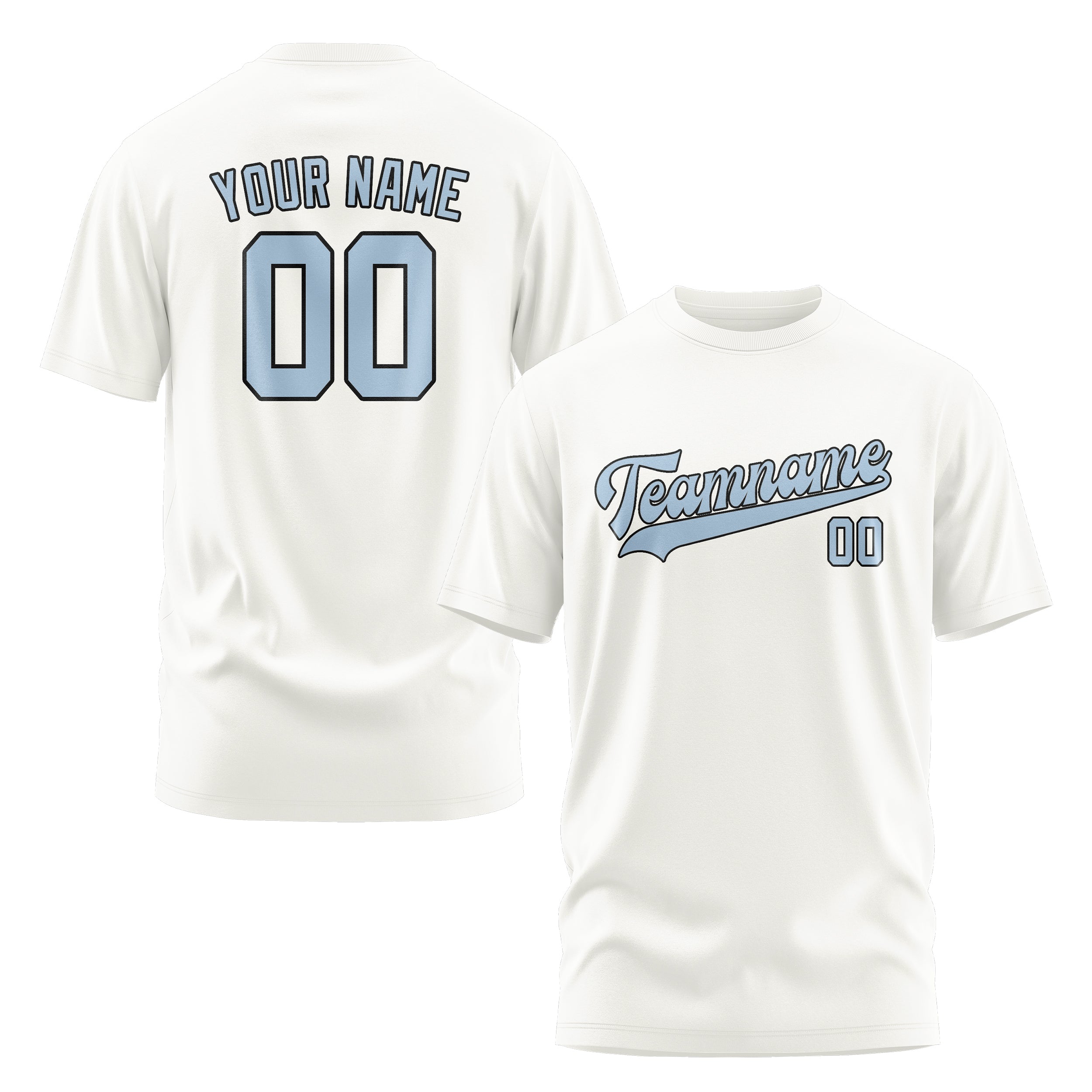 Custom White Light Blue T-Shirt
