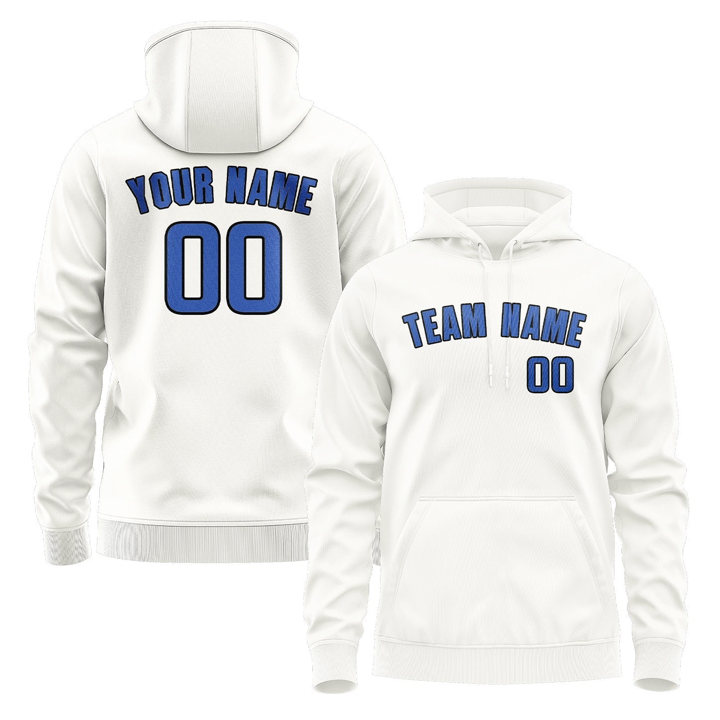 Custom White Sky Blue Hoodie