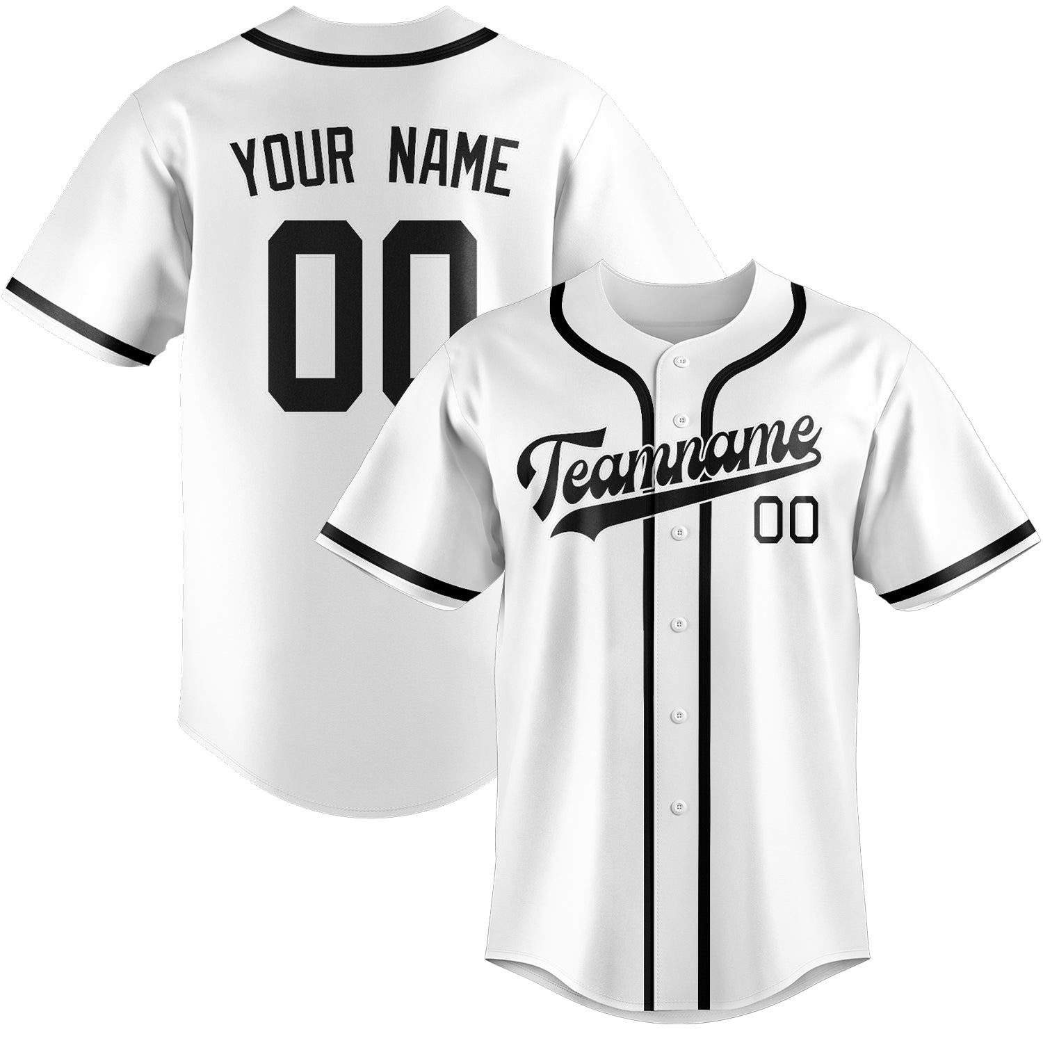 Custom White Black Baseball Jersey