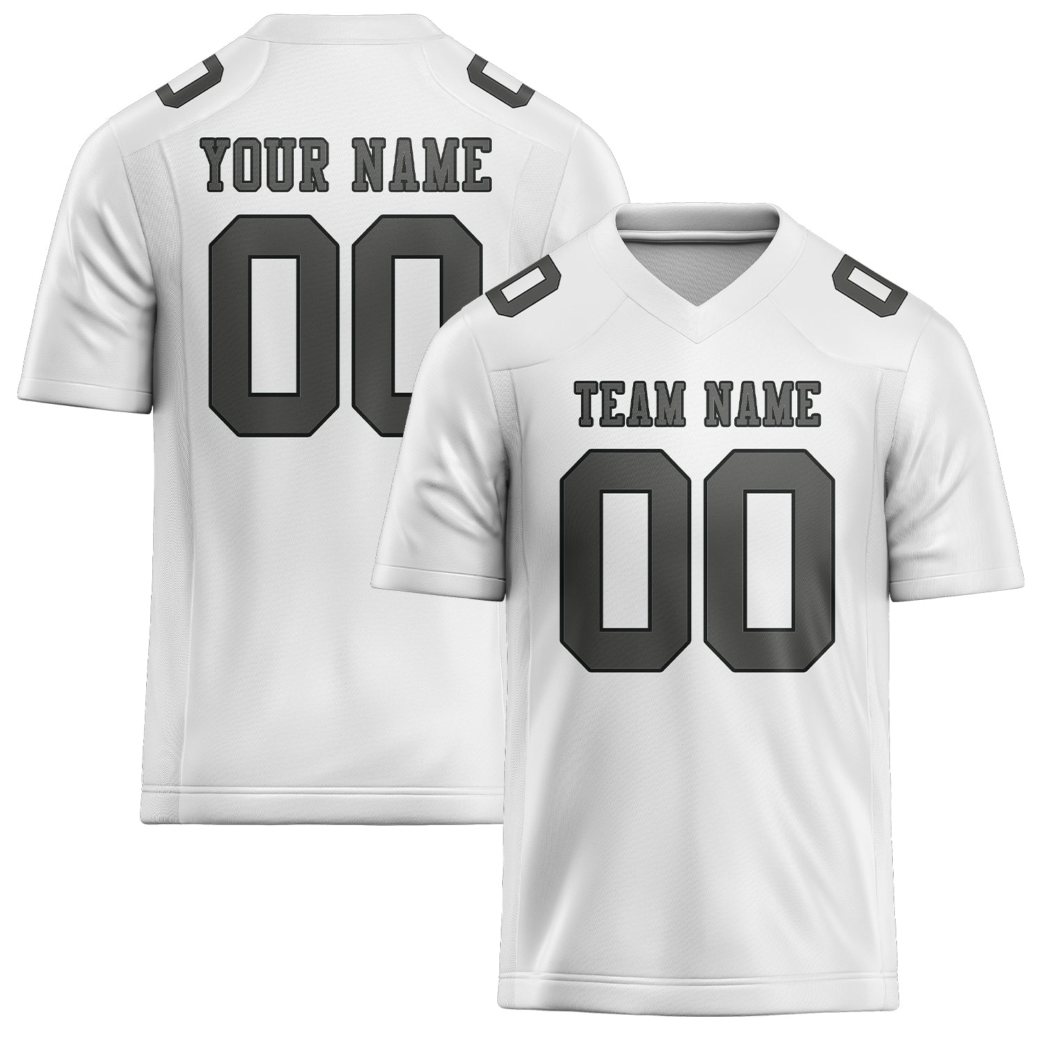 Custom White Dark Grey Football Jersey