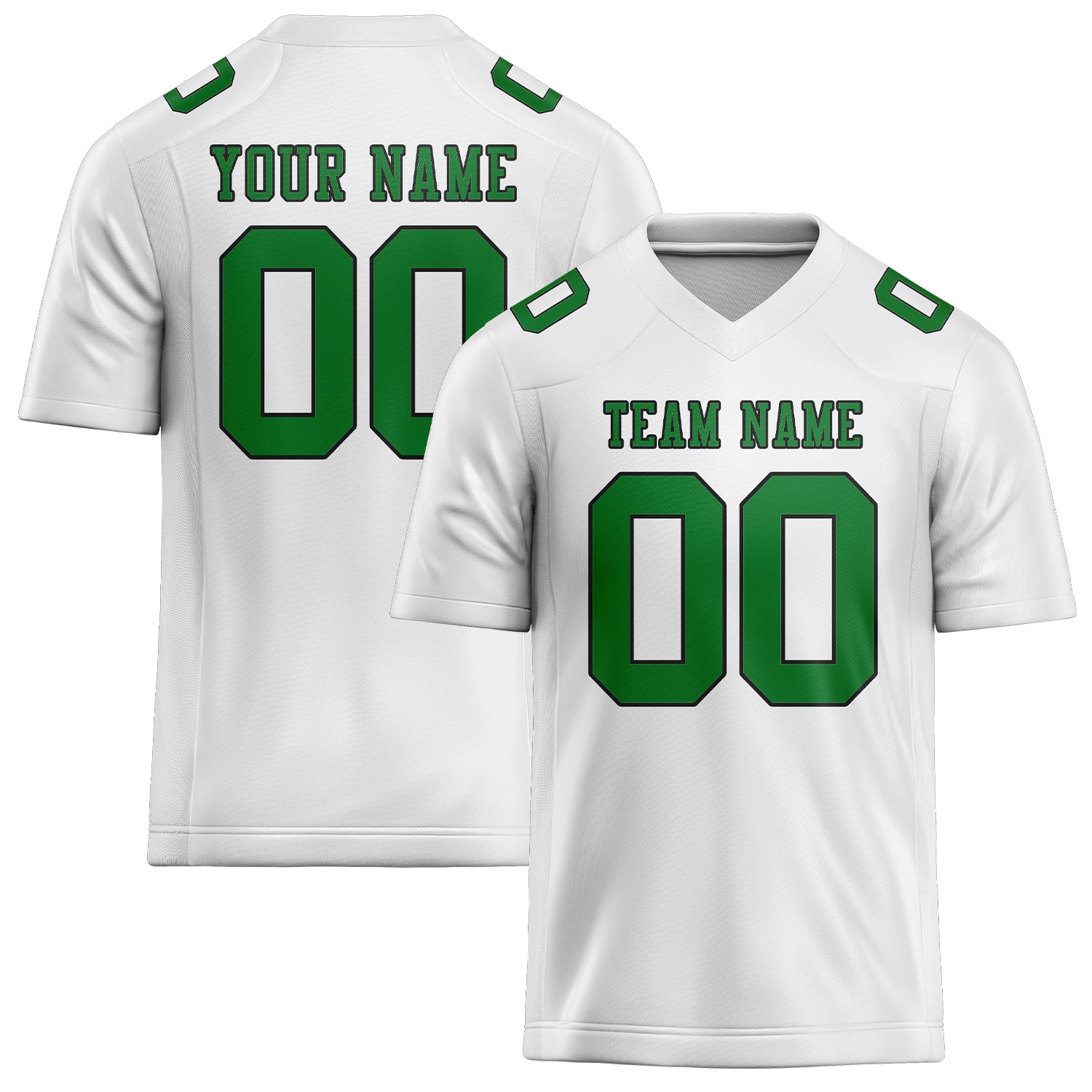 Custom White Emerald Green Football Jersey