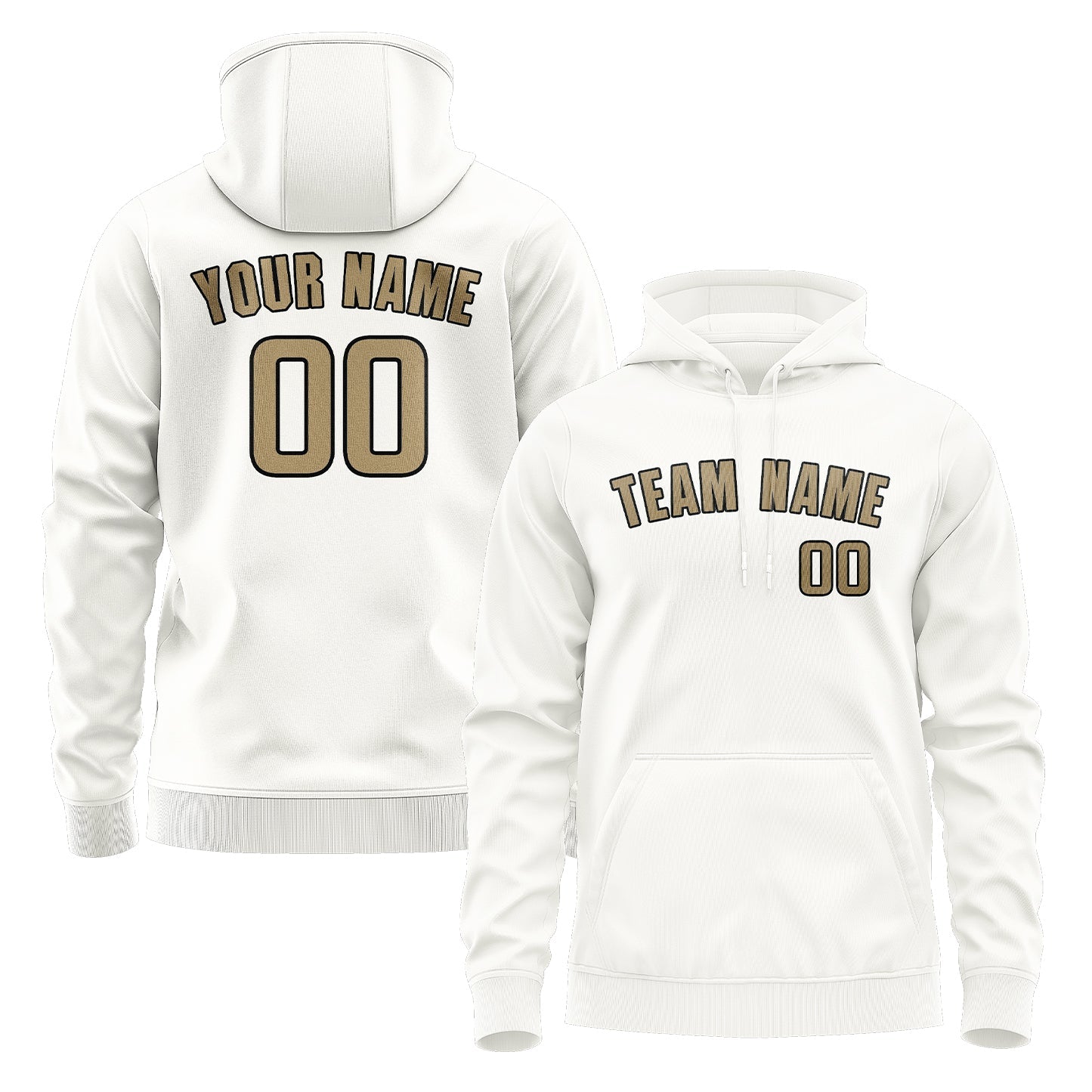 Custom White Light Khaki Hoodie