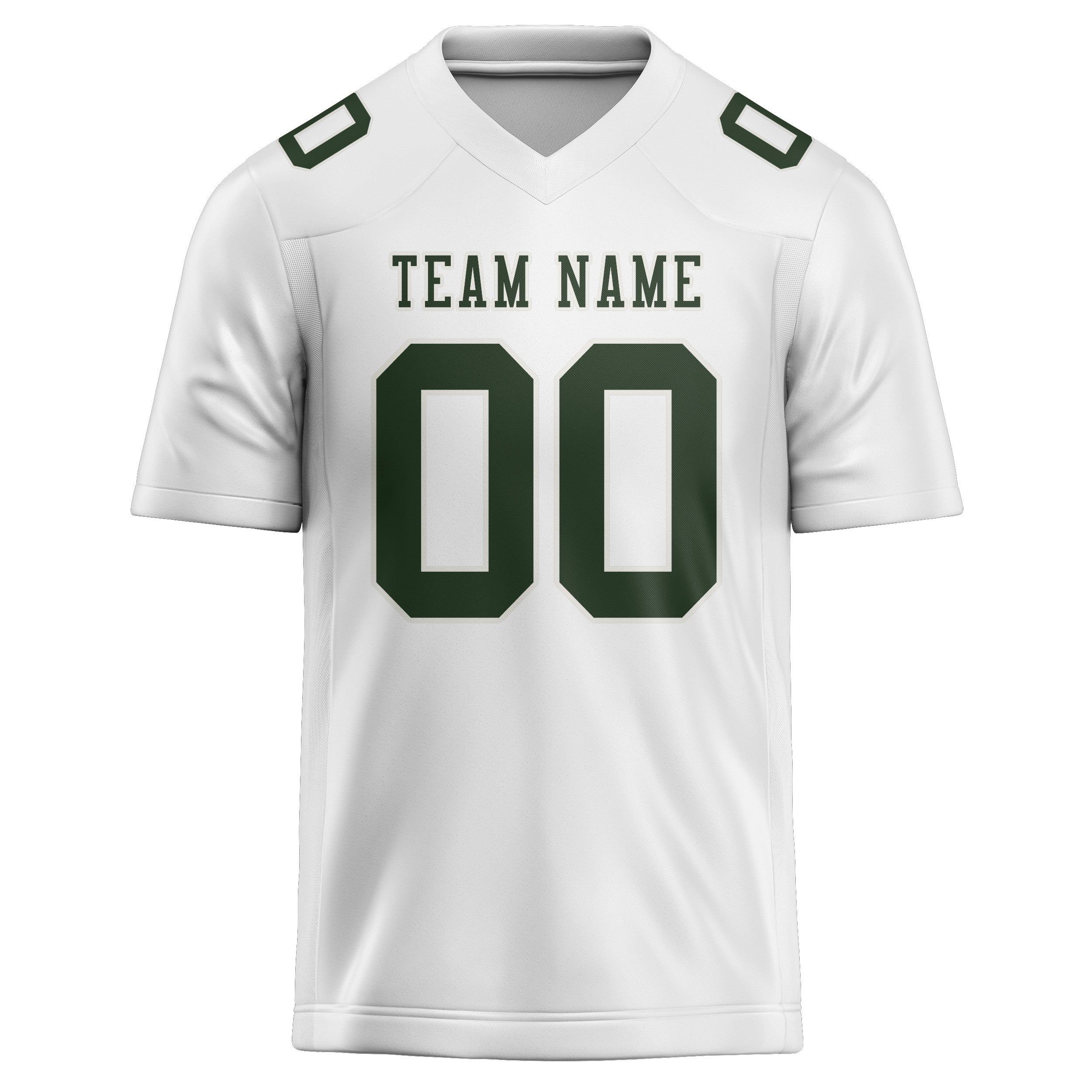 Custom White Dark Green Football Jersey
