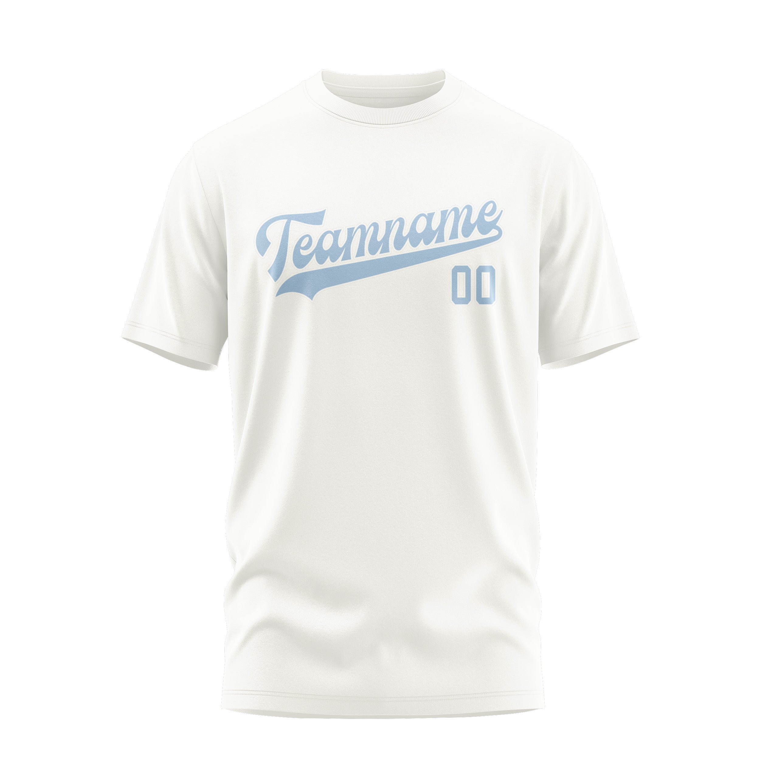Custom White Light Blue T-Shirt