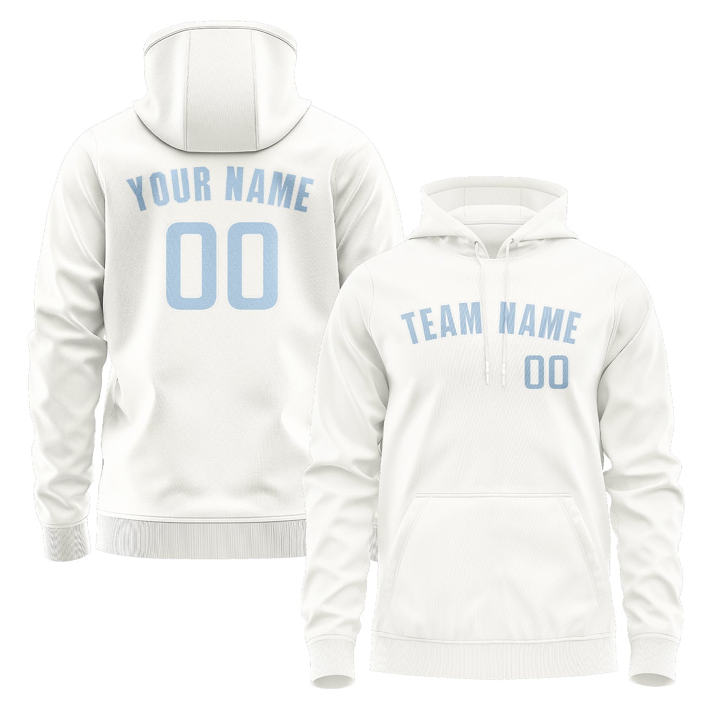 Custom White Light Blue Hoodie