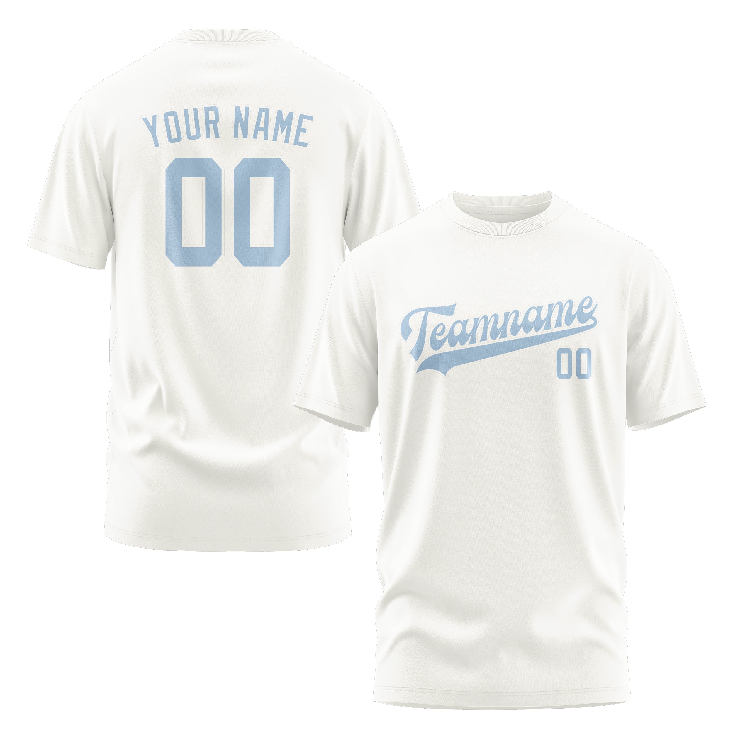 Custom White Light Blue T-Shirt