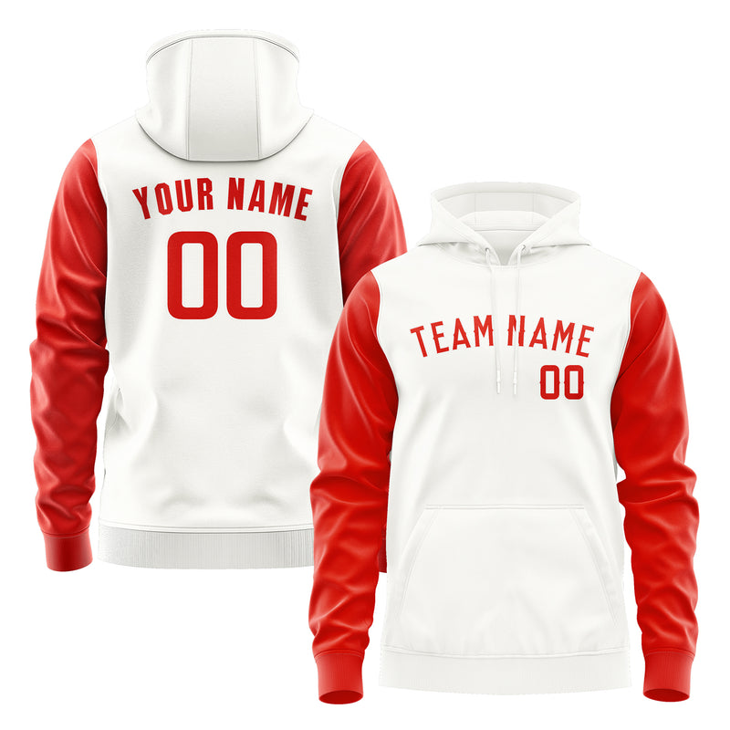 Custom White Orange Red Hoodie 1818121218B31812