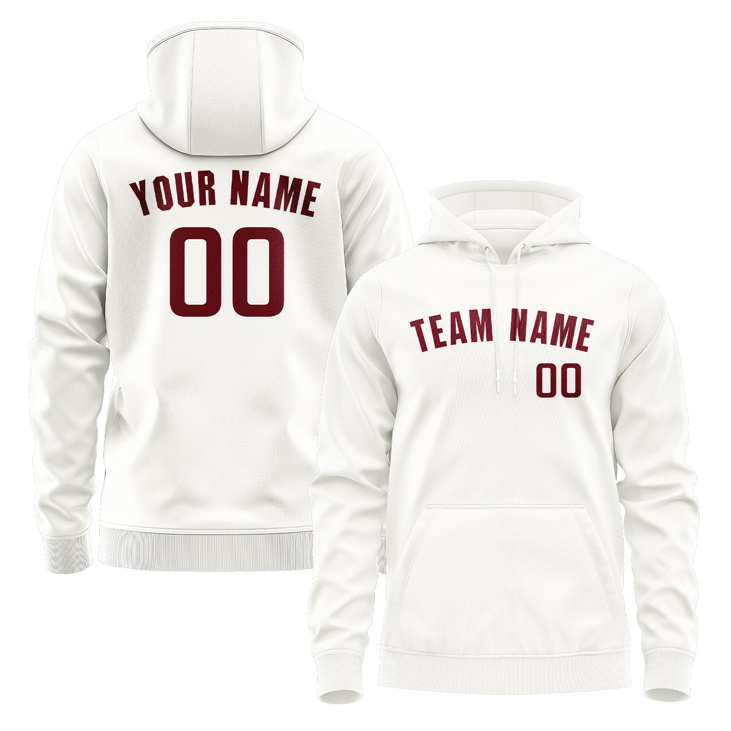 Custom White Crimson Red Hoodie