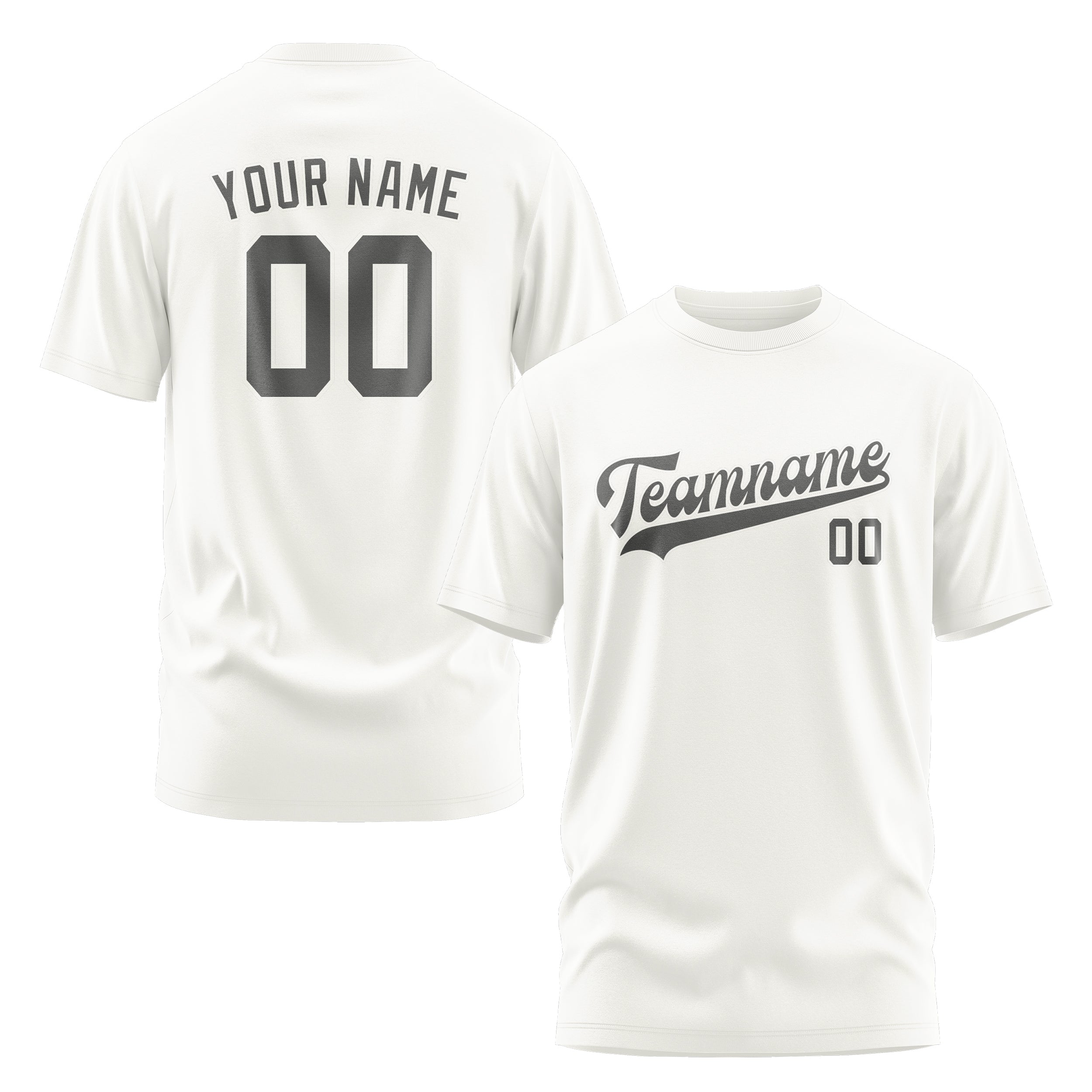 Custom White Dark Grey T-Shirt
