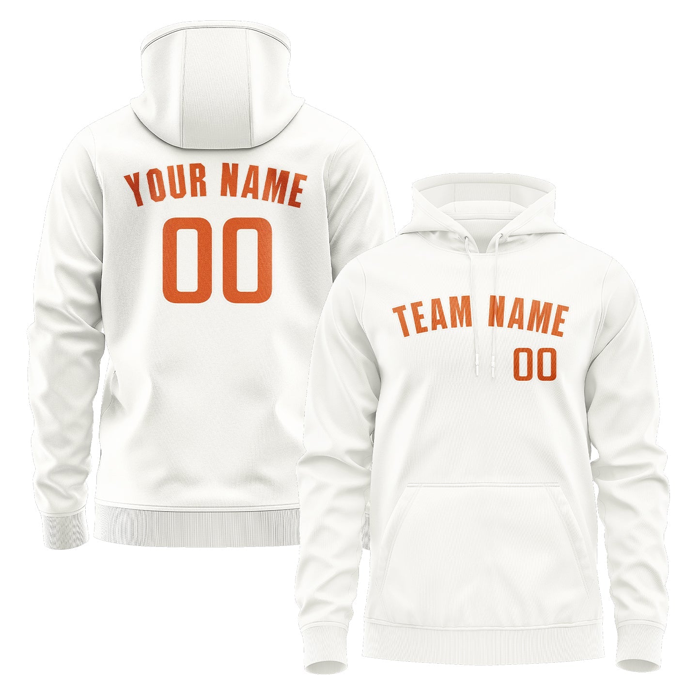 Custom White Orange Hoodie