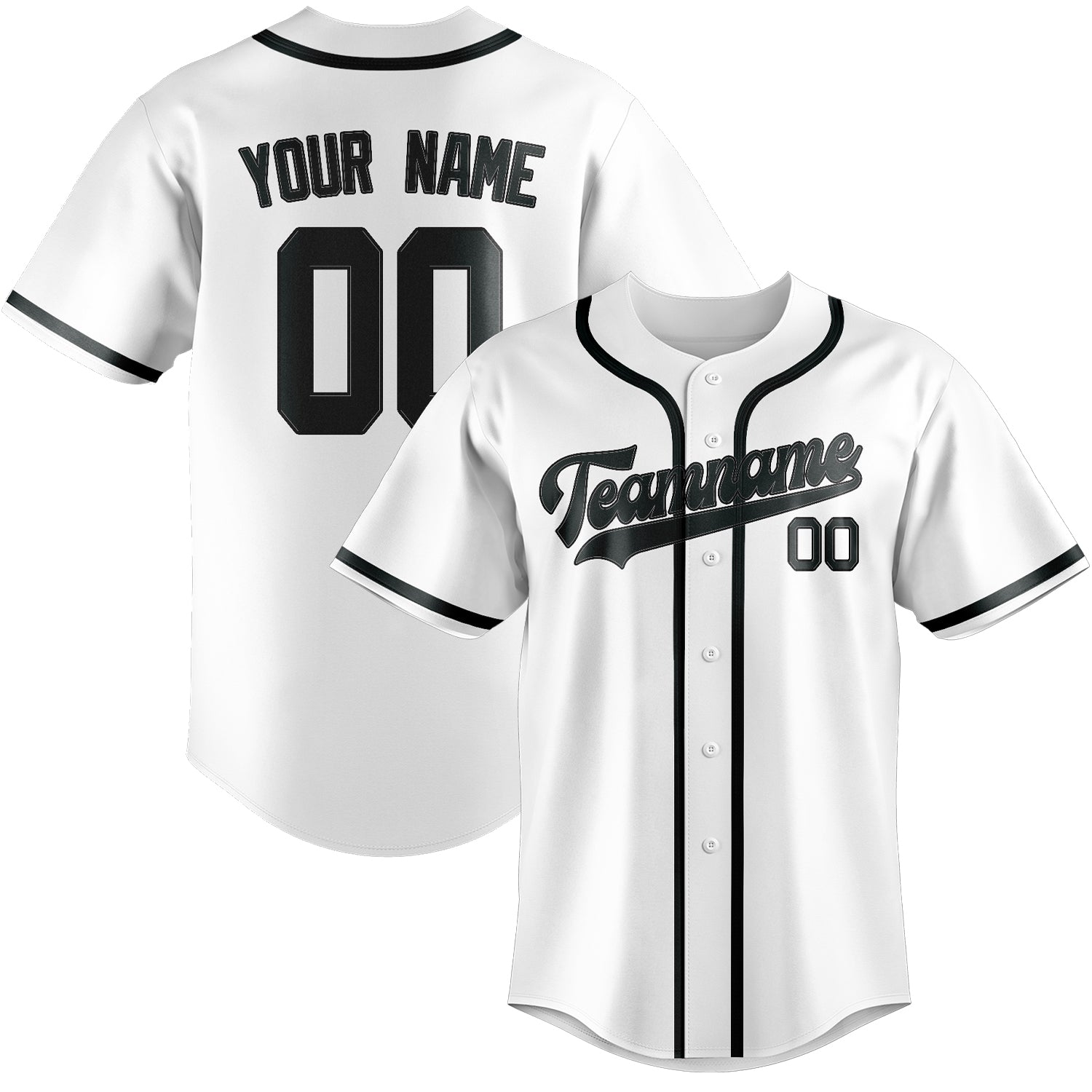 Custom White Dark Grey Baseball Jersey