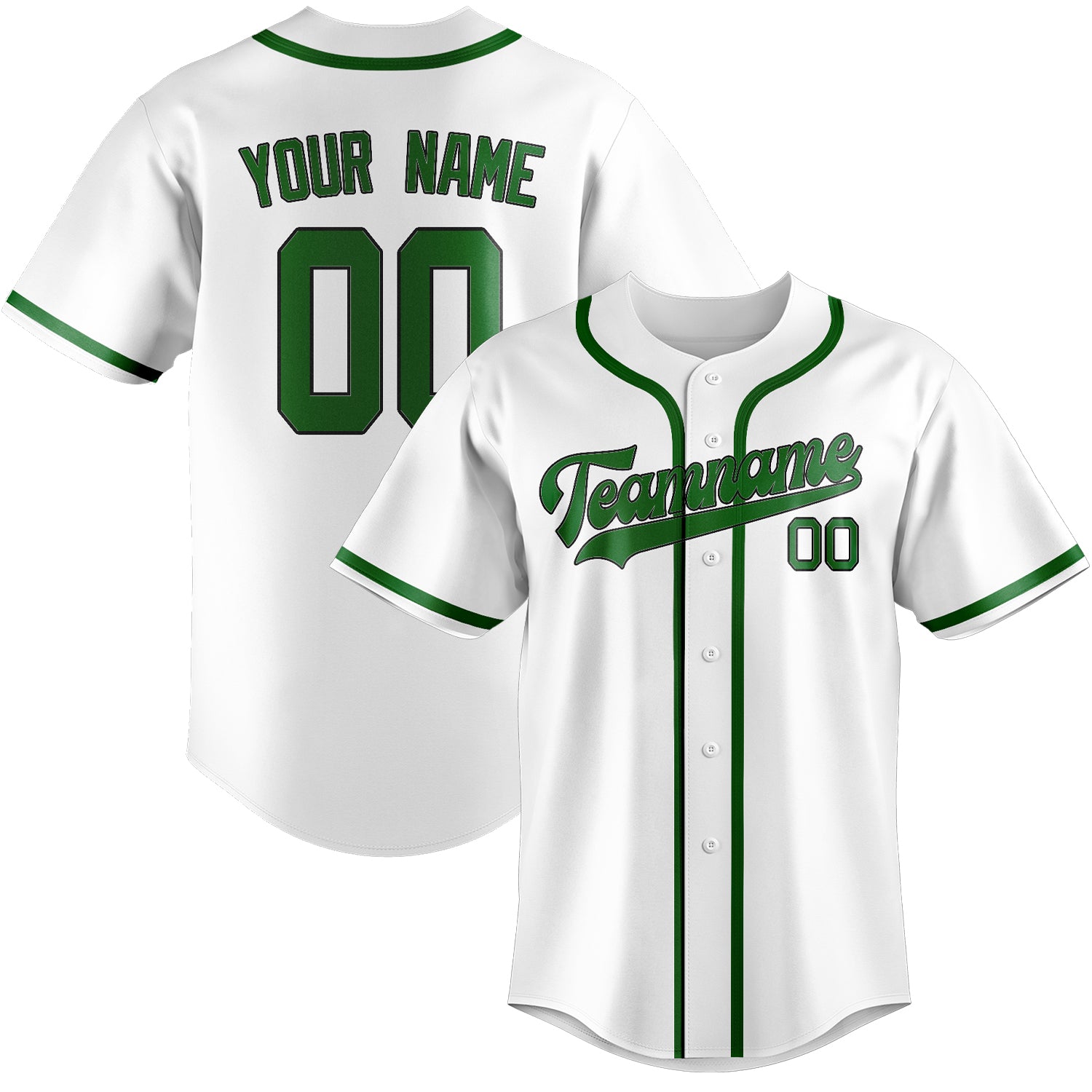 Custom White Emerald Green Baseball Jersey