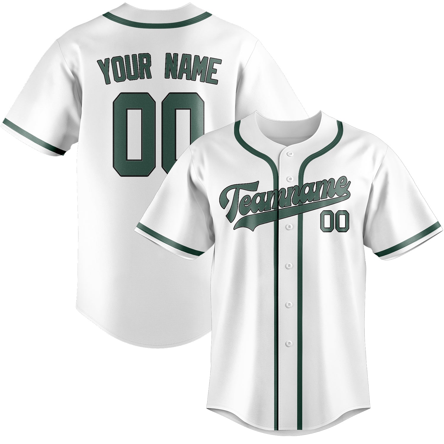 Custom White Blue Green Baseball Jersey