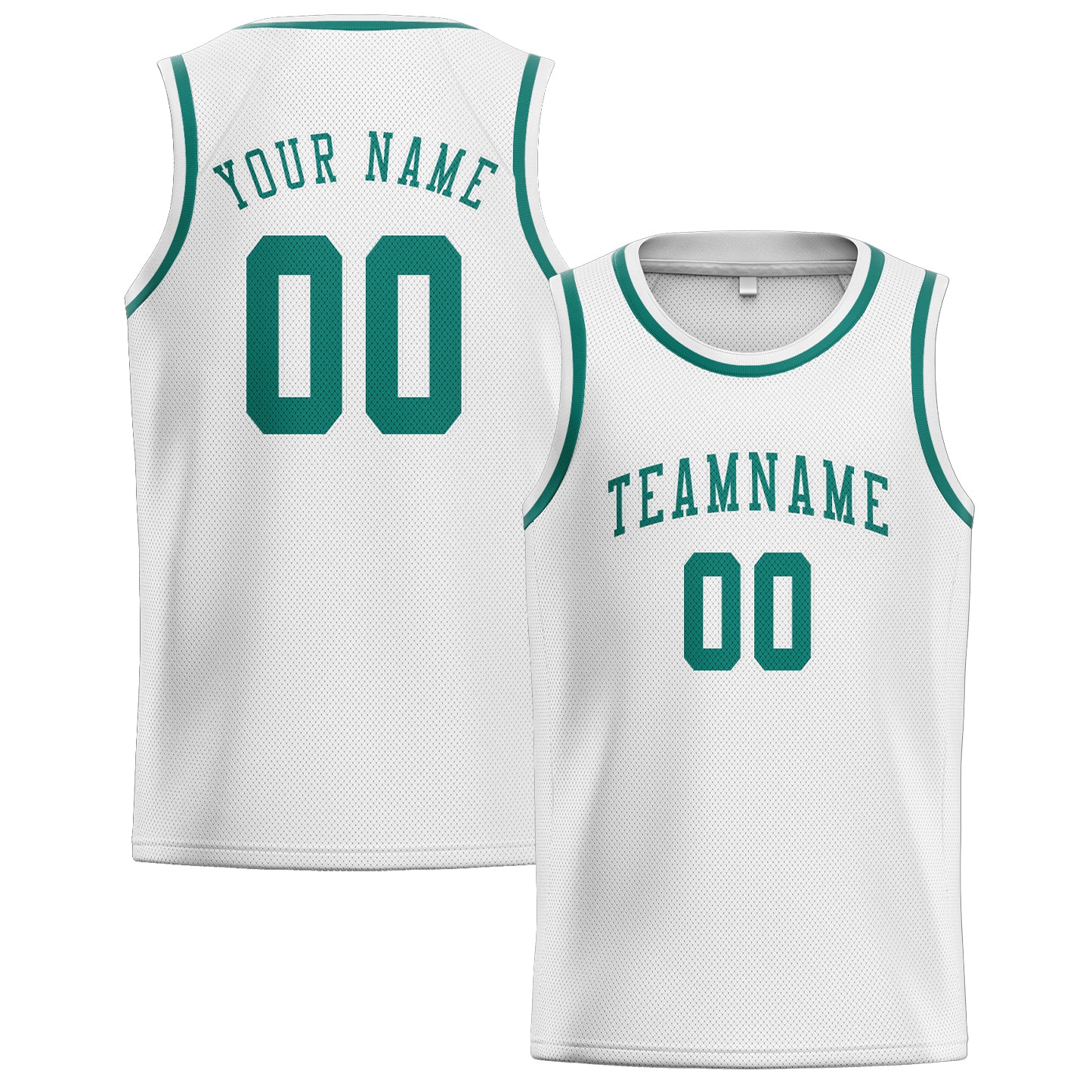 Custom White Blue Green Basketball Jersey