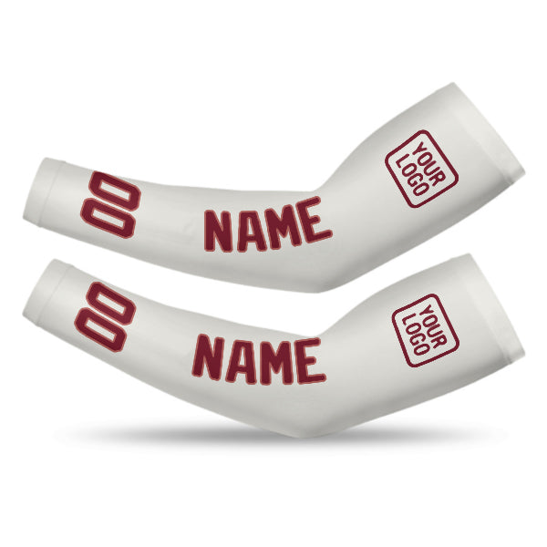 Custom White Crimson Red Arm Sleeve