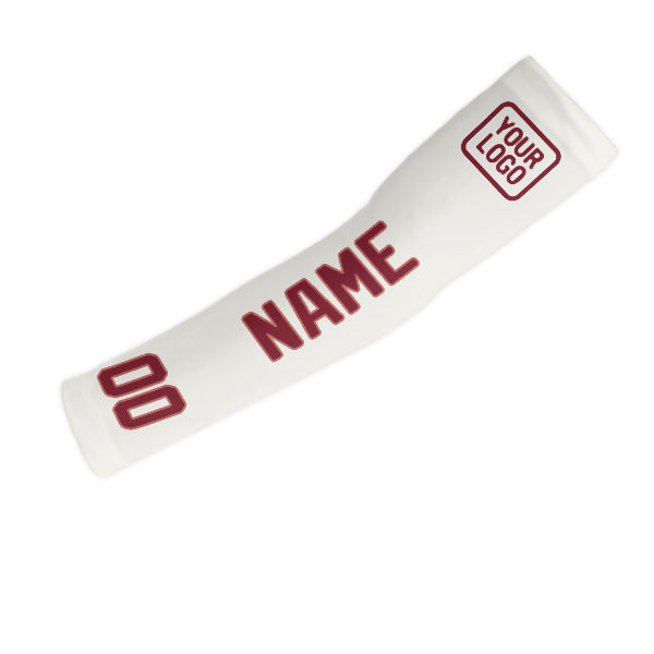 Custom White Crimson Red Arm Sleeve