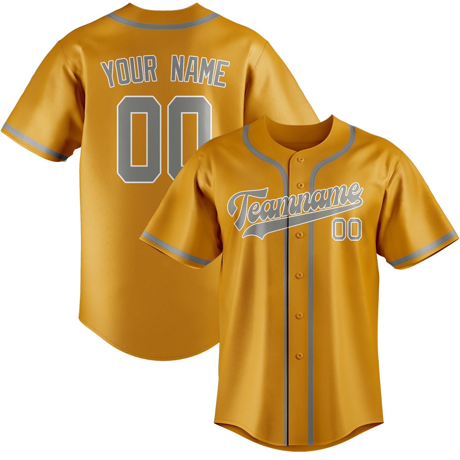 Custom Yellow Gray Baseball Jersey