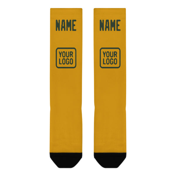 Custom Yellow Dark Green Knee-High Sock