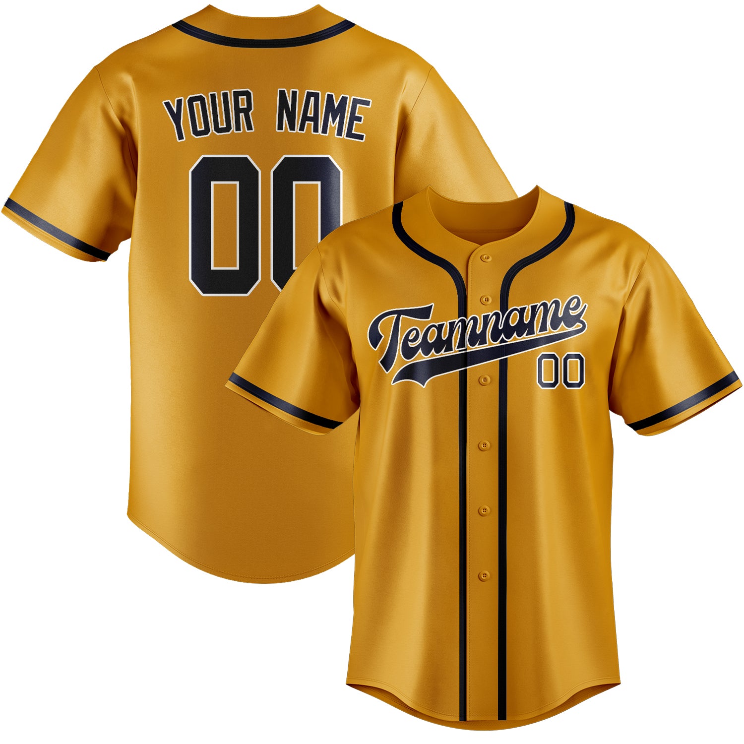 Custom Yellow Navy Baseball Jersey