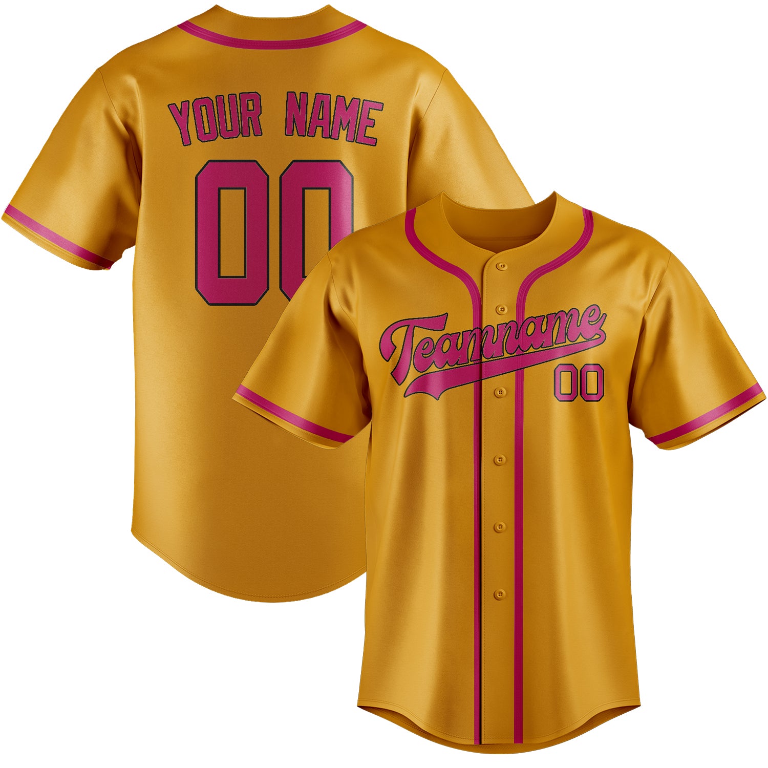 Custom Yellow Pink Baseball Jersey