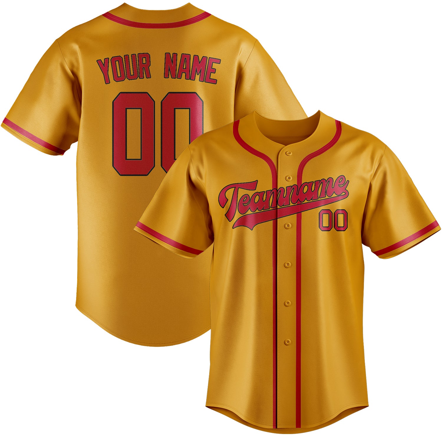 Custom Yellow Red Baseball Jersey