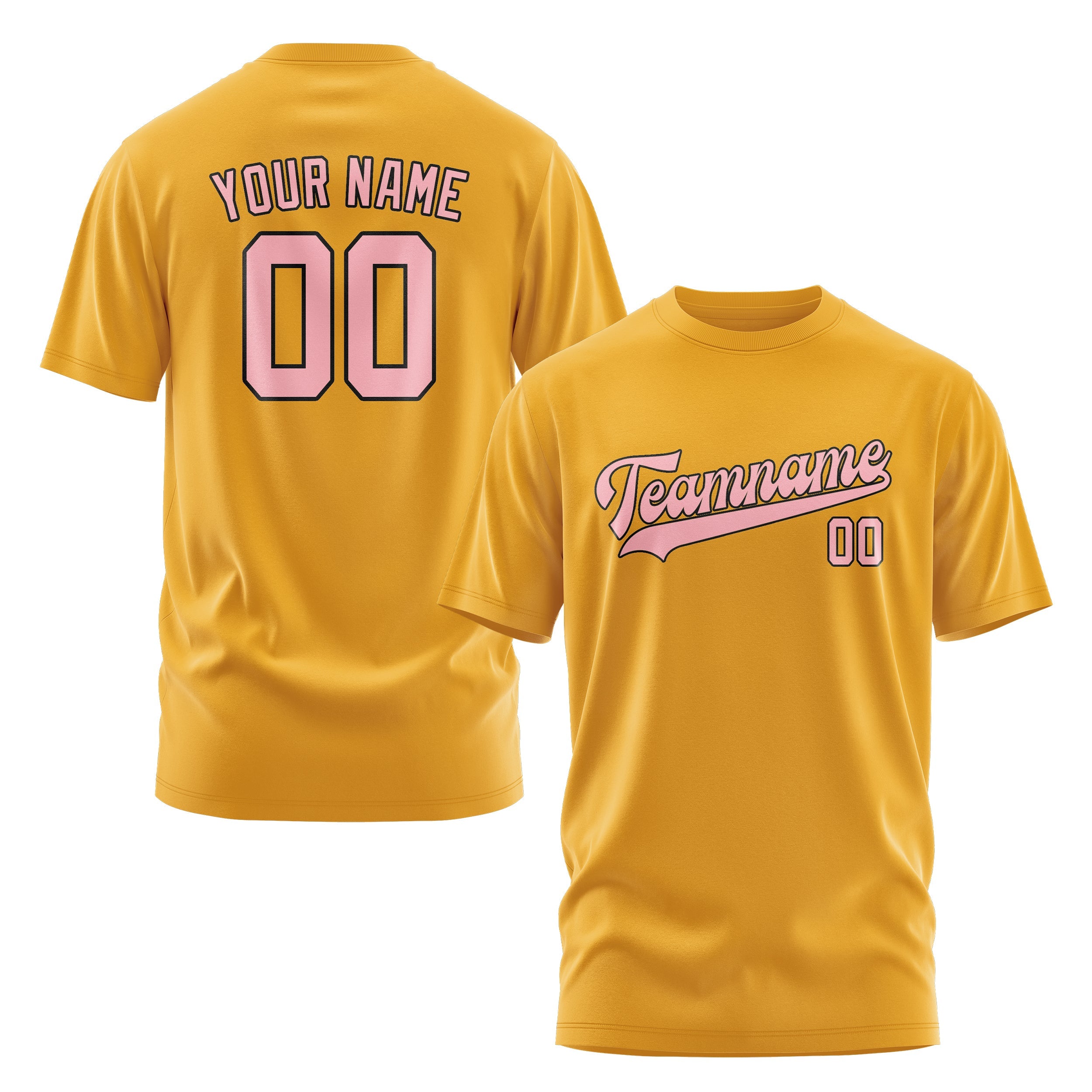 Custom Yellow Light Pink T-Shirt