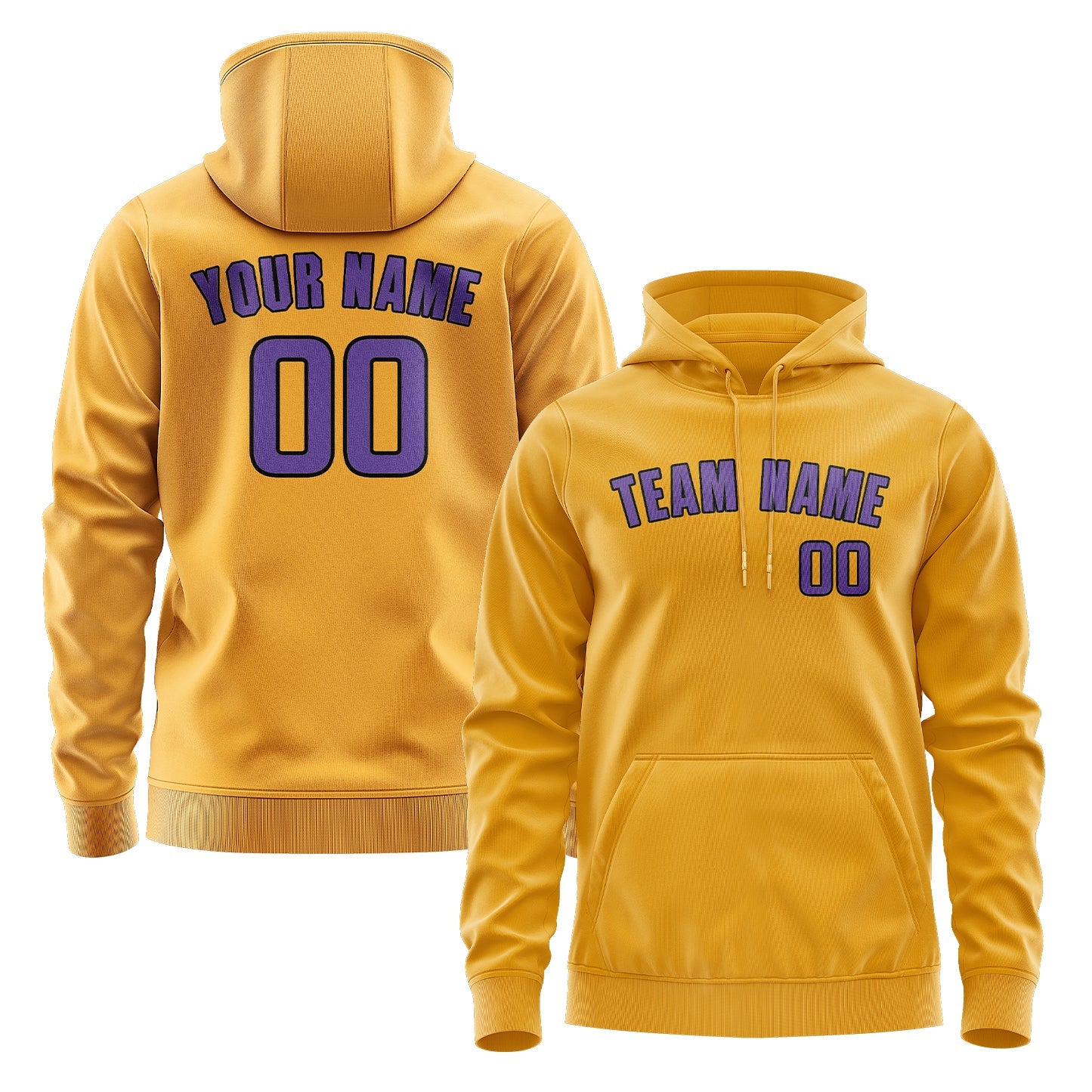 Custom Yellow Light Purple Hoodie