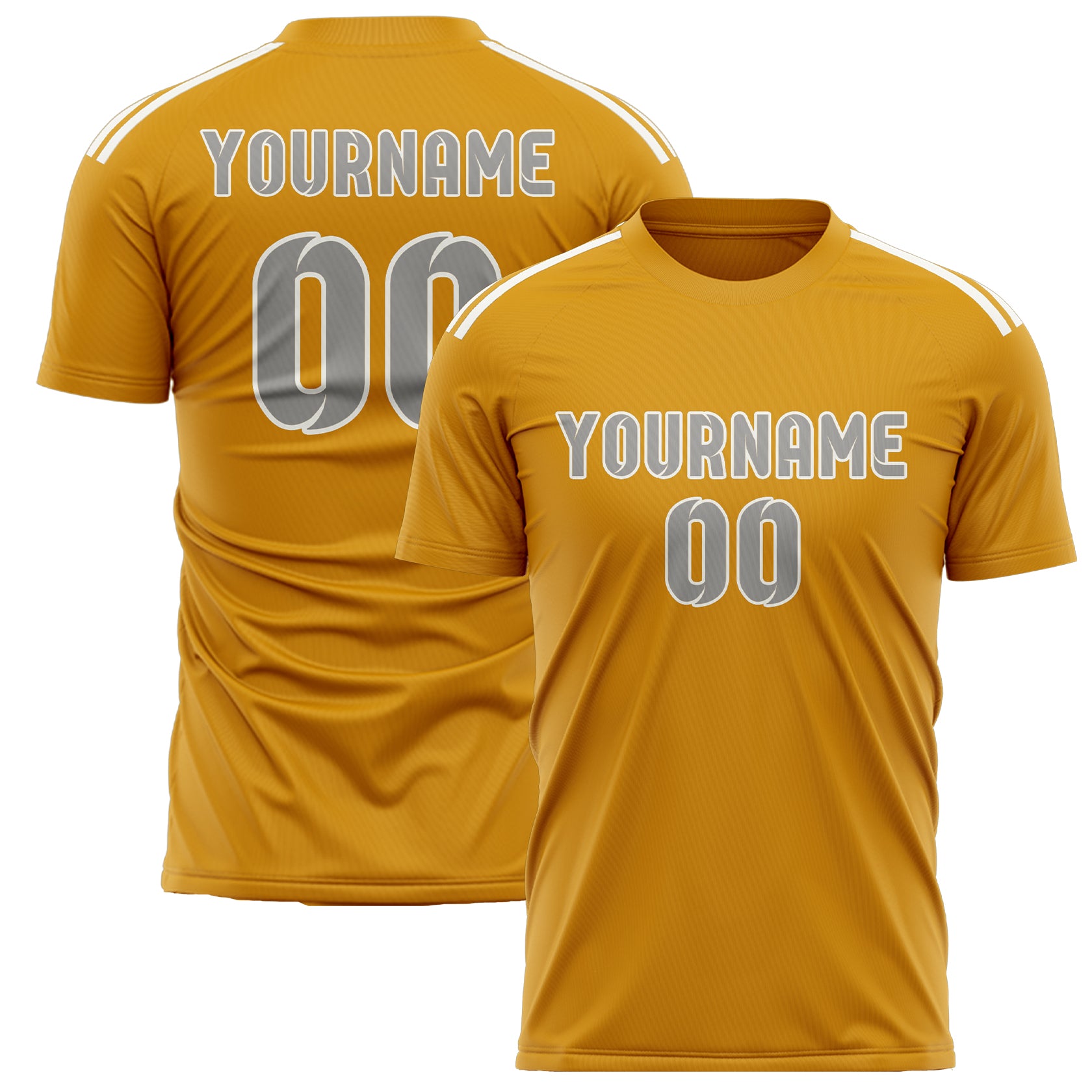 Custom Yellow Gray Soccer Jersey