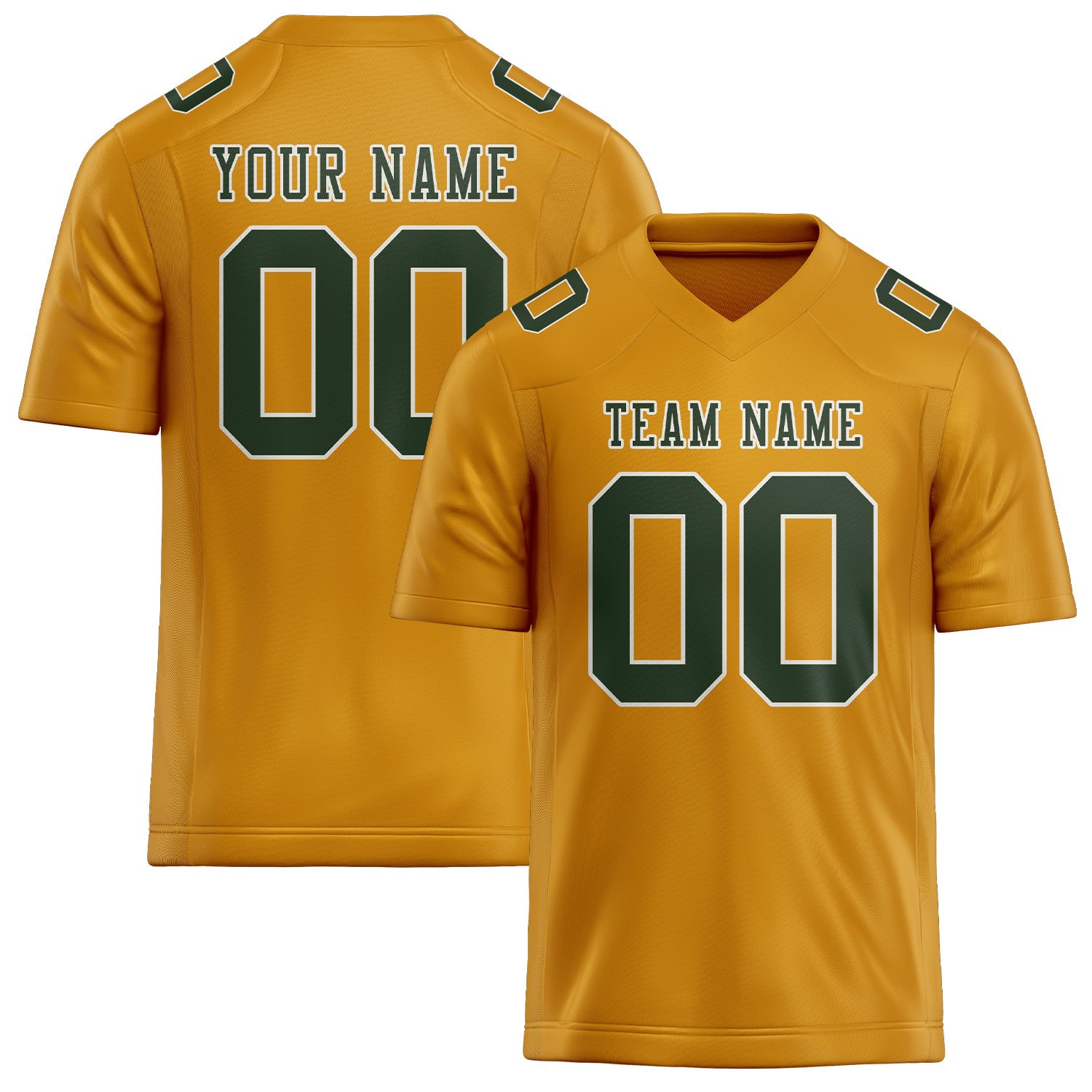 Custom Yellow Dark Green Football Jersey
