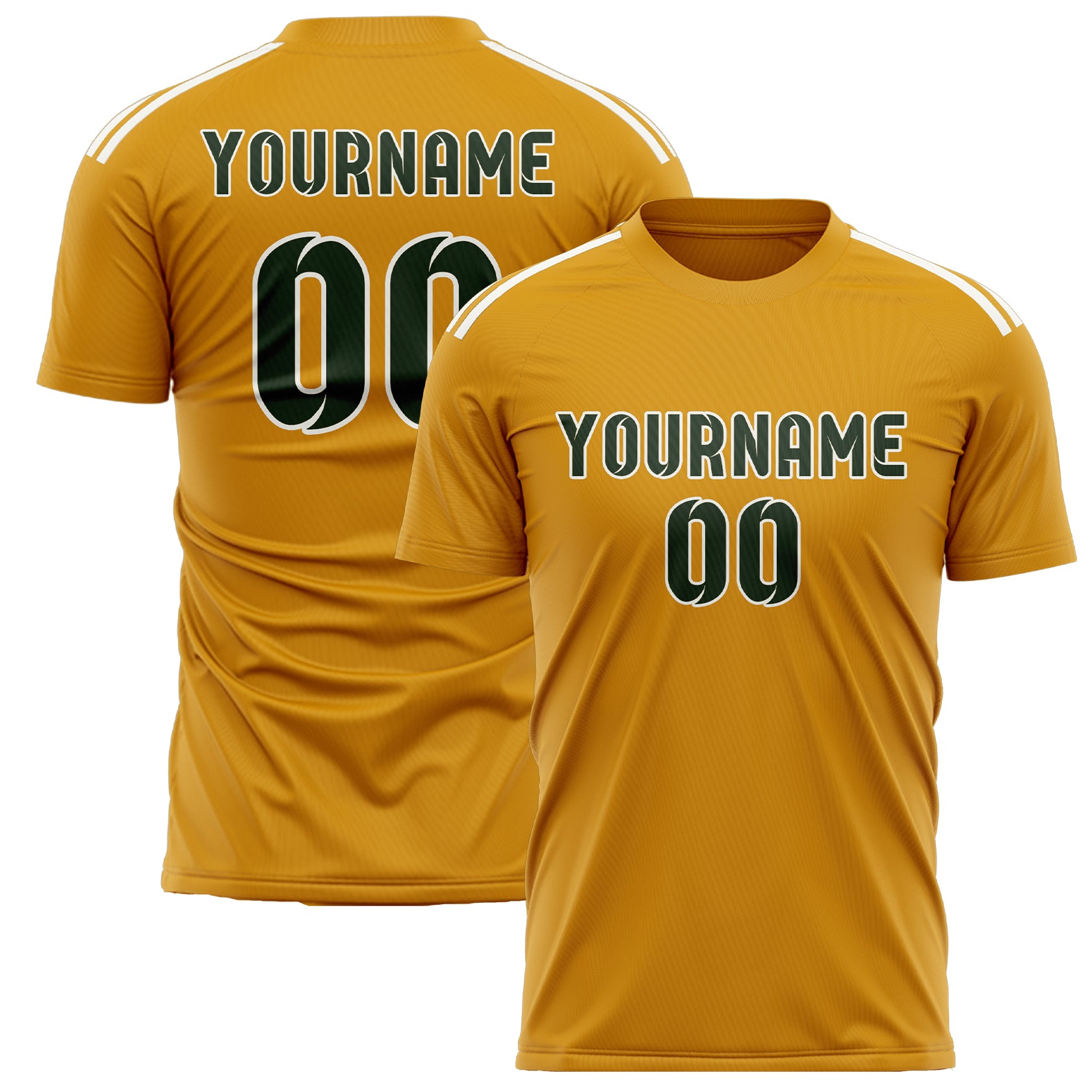 Custom Yellow Dark Green Soccer Jersey