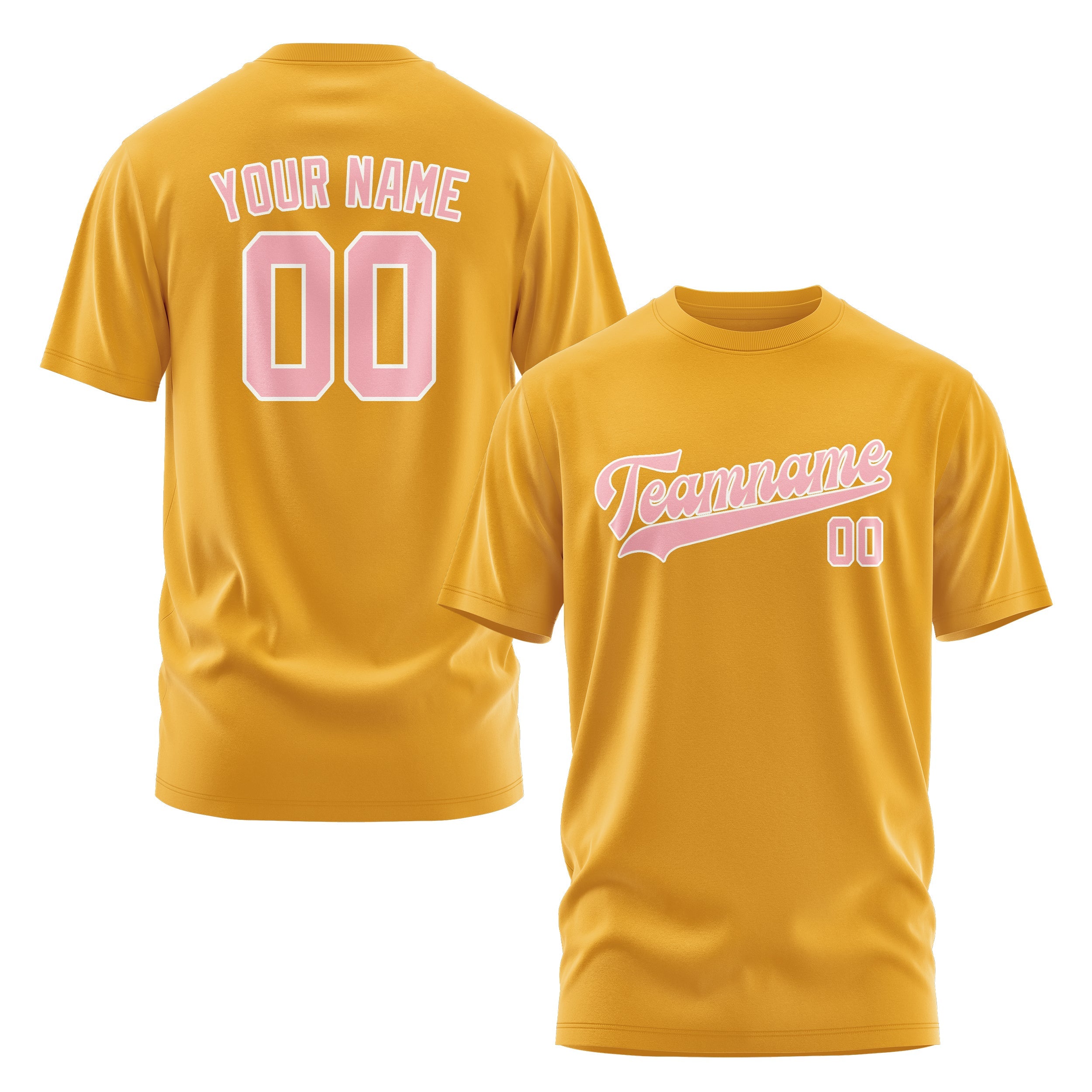 Custom Yellow Light Pink T-Shirt