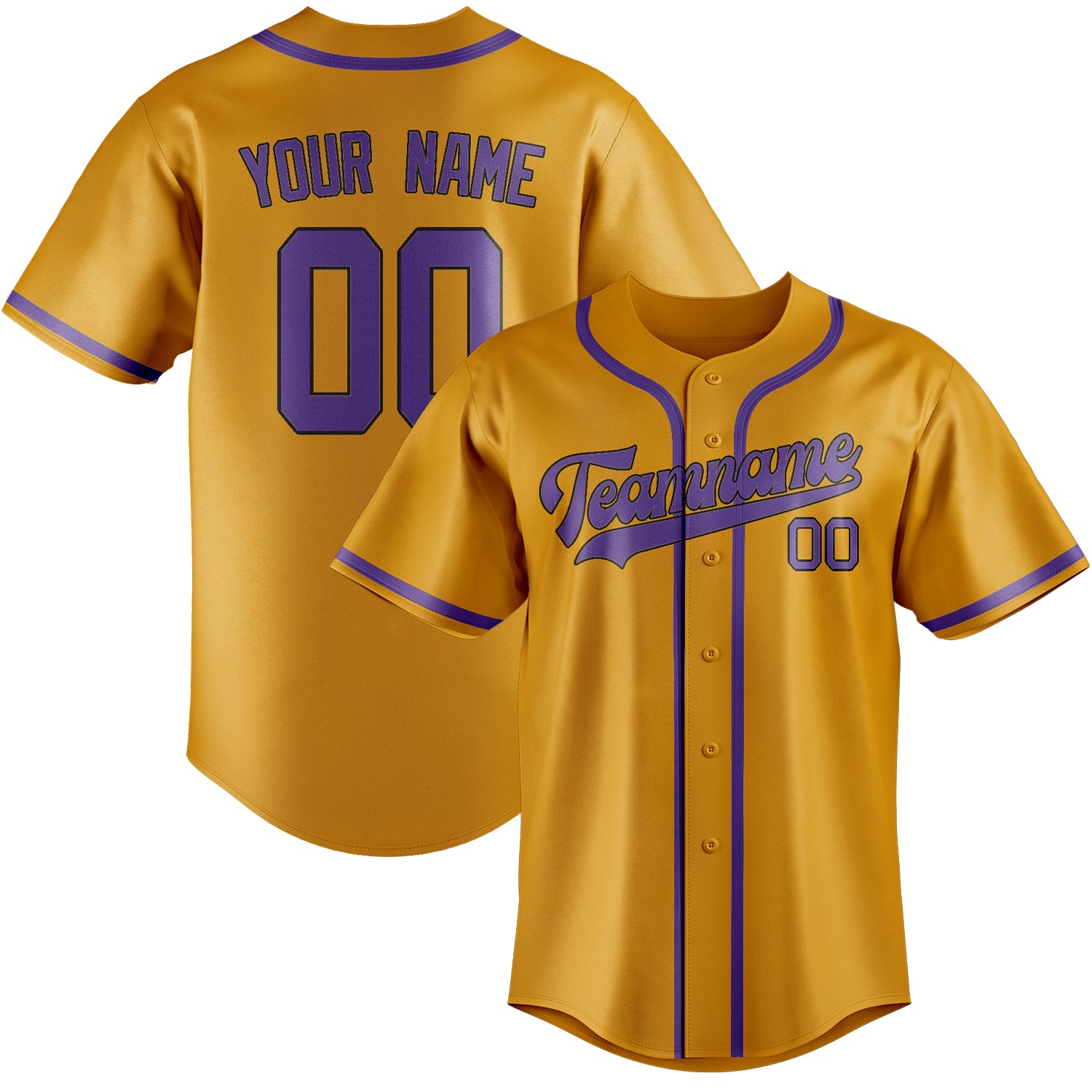 Custom Yellow Light Purple Baseball Jersey