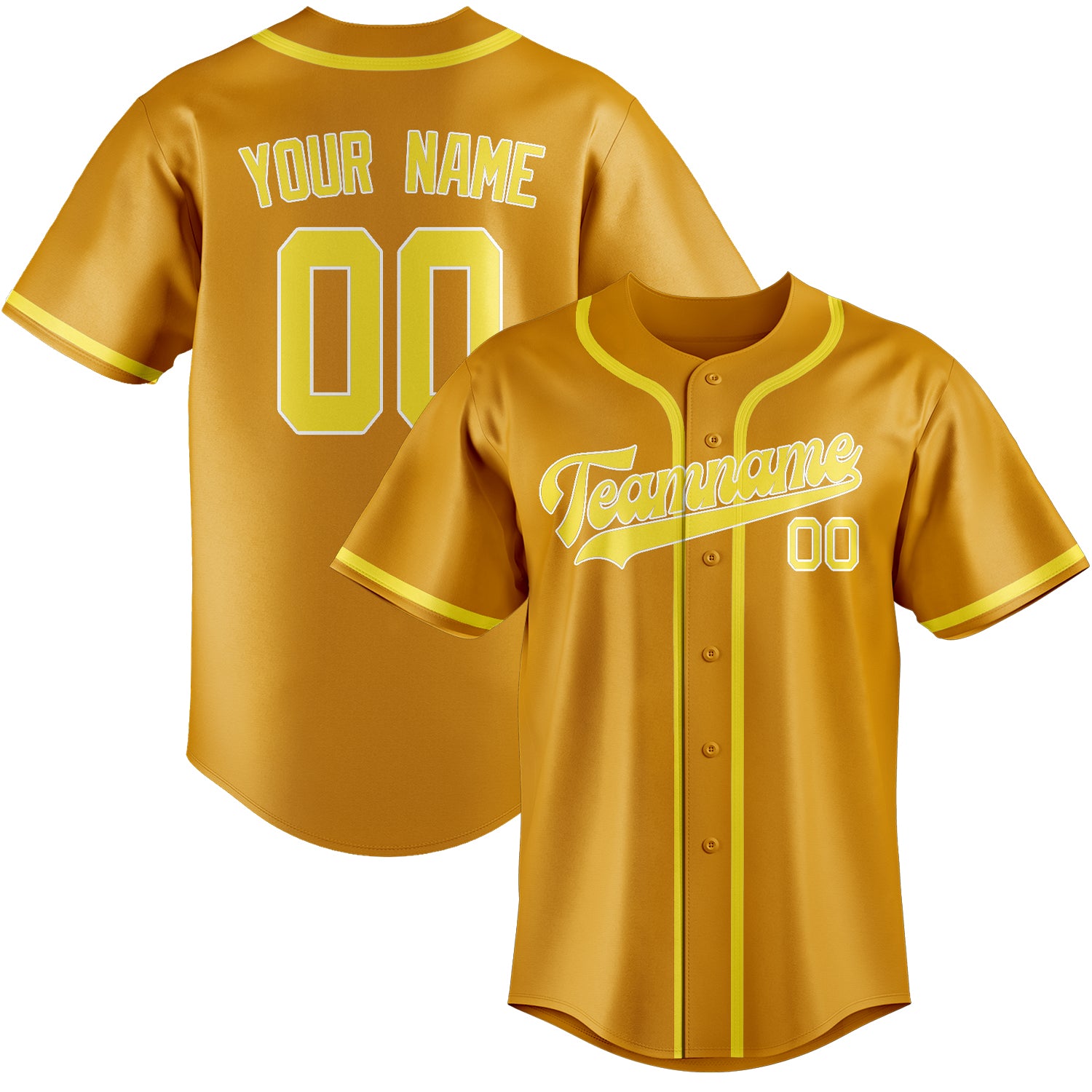 Custom Yellow Light Yellow Baseball Jersey