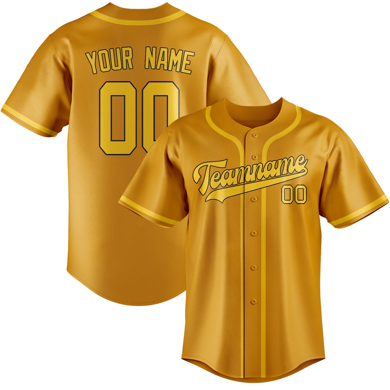 Custom Yellow Gold Baseball Jersey