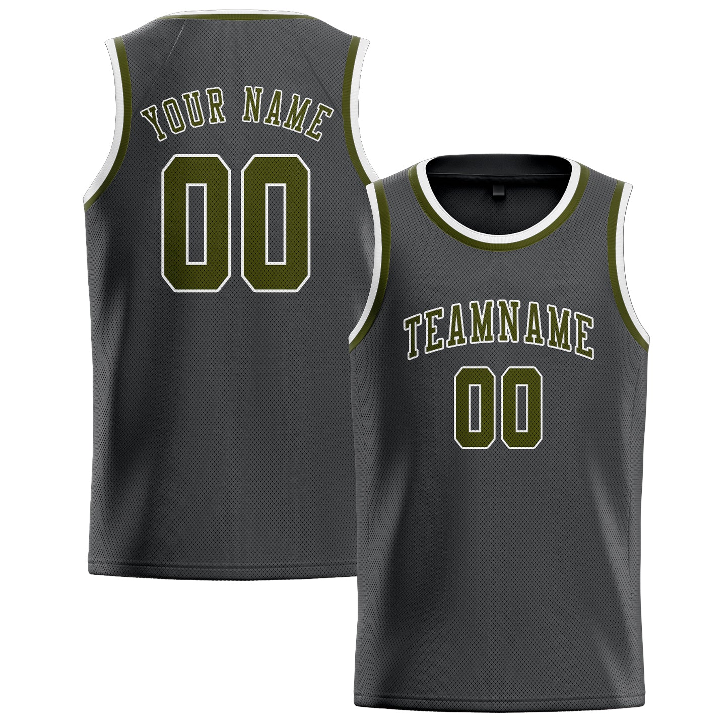 Custom Dark Grey Olive Basketball Jersey