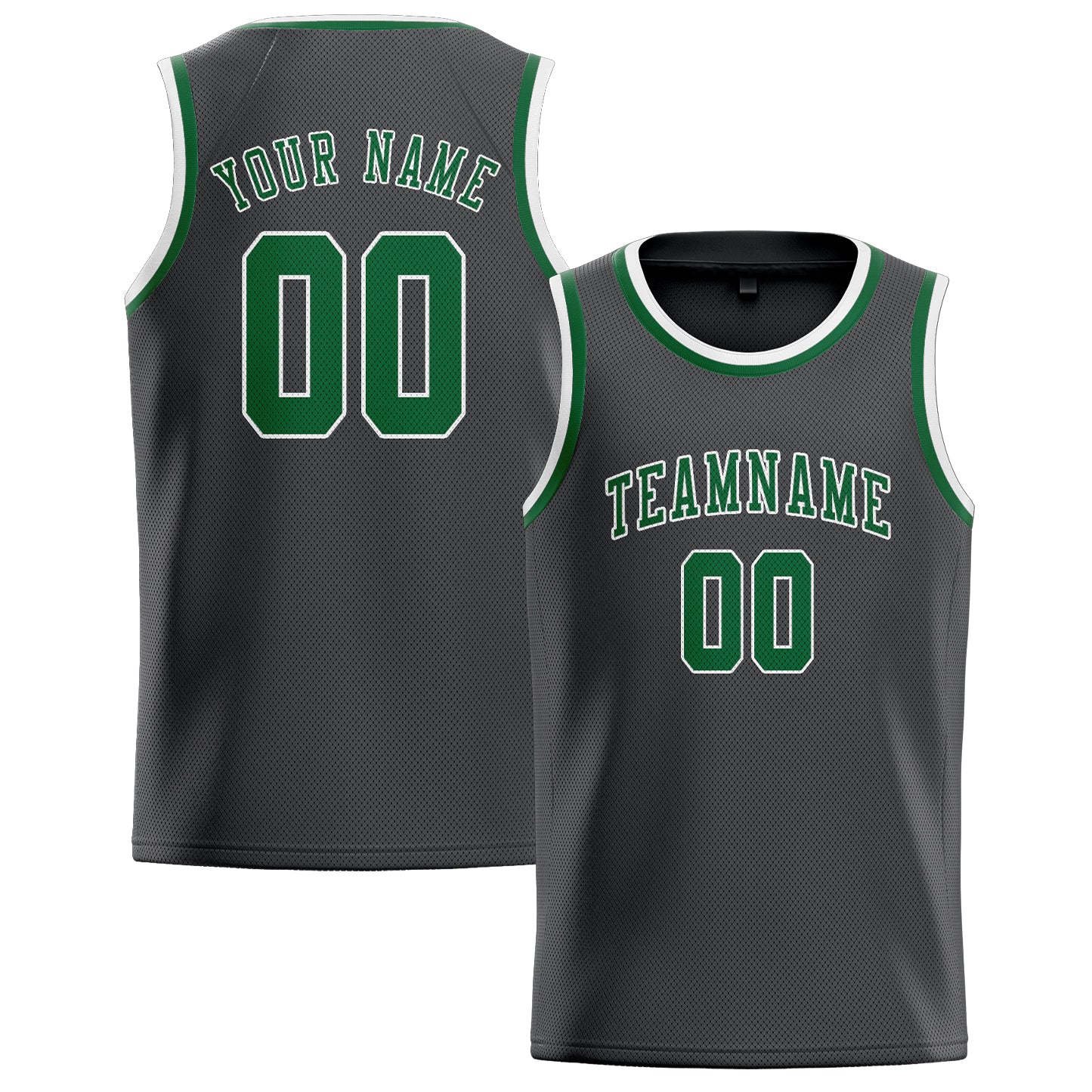 Custom Dark Grey Green Basketball Jersey