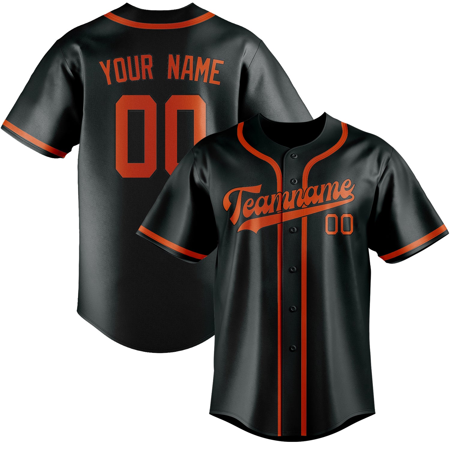 Custom Dark Grey Orange Red Baseball Jersey