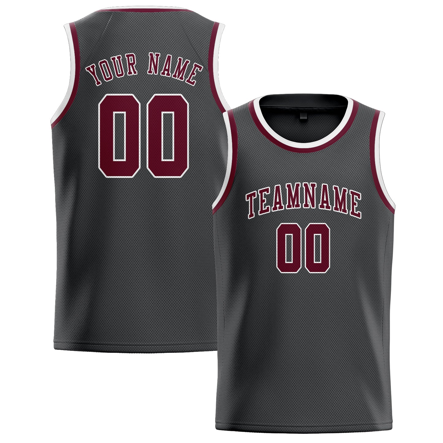 Custom Dark Grey Crimson Red Basketball Jersey