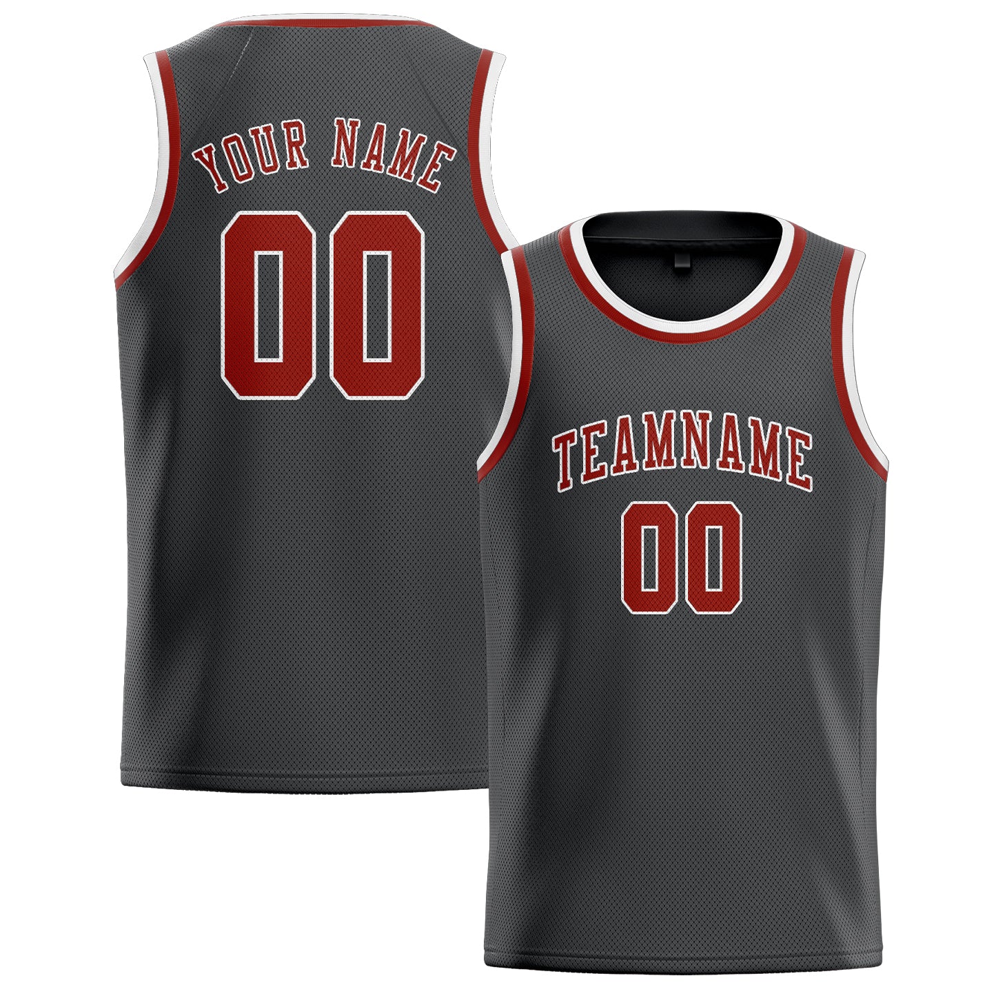 Custom Dark Grey Coral Red Basketball Jersey