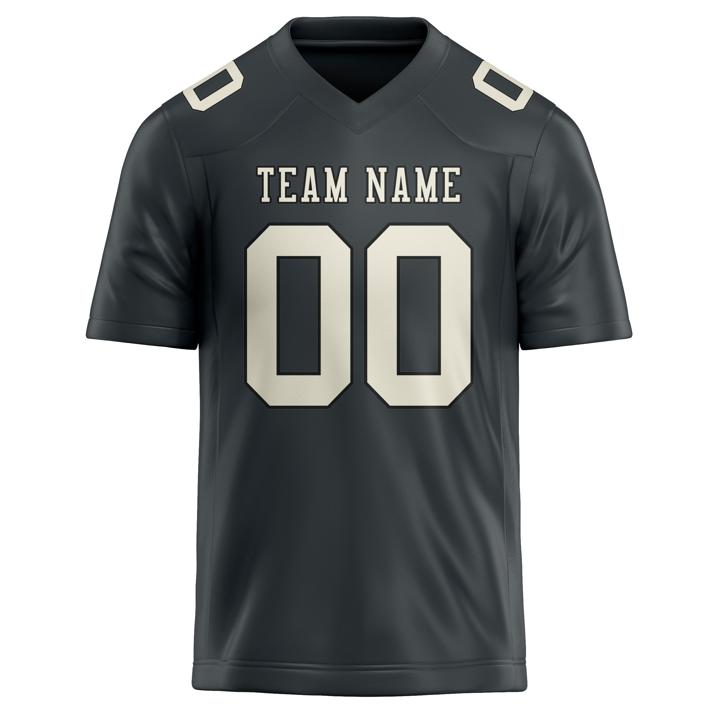 Custom Dark Grey Cream Football Jersey