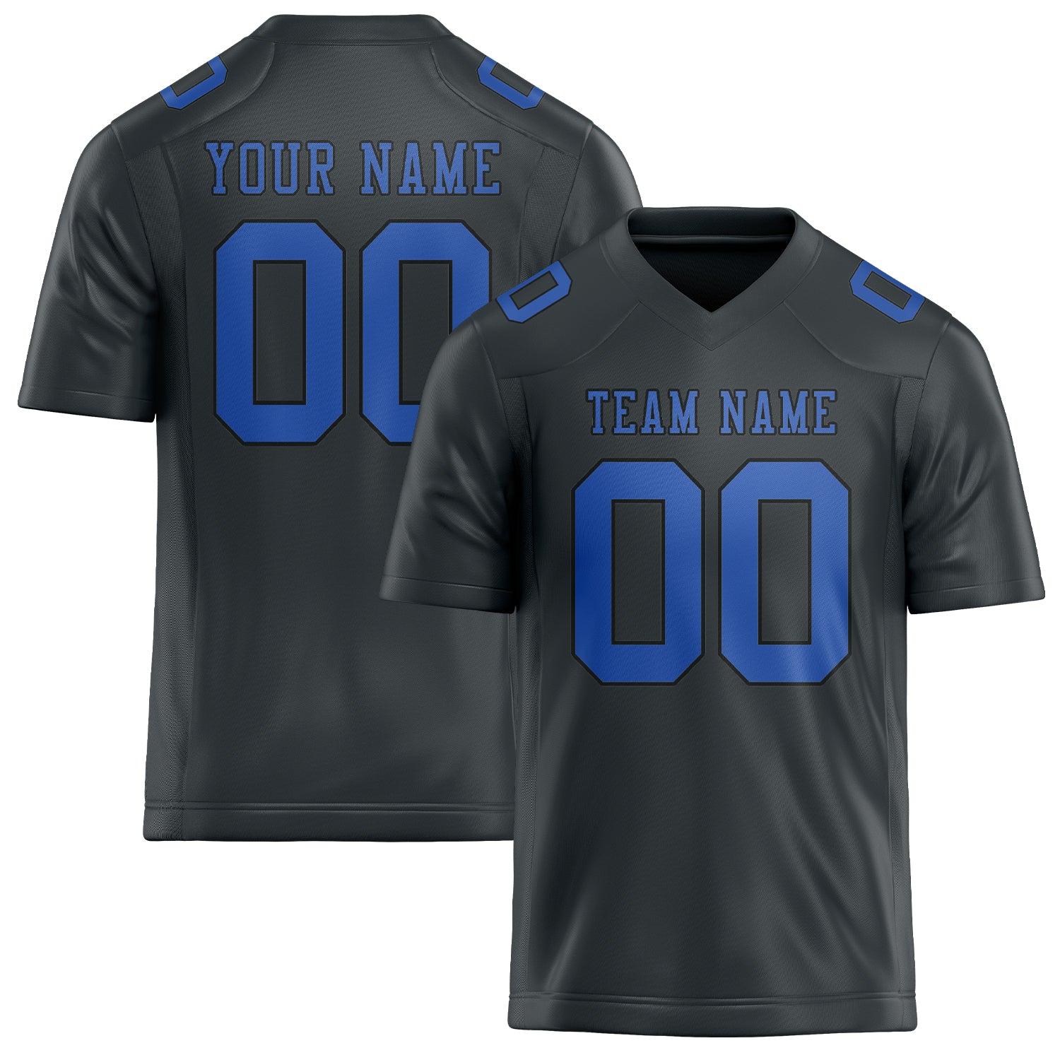 Custom Dark Grey Sky Blue Football Jersey
