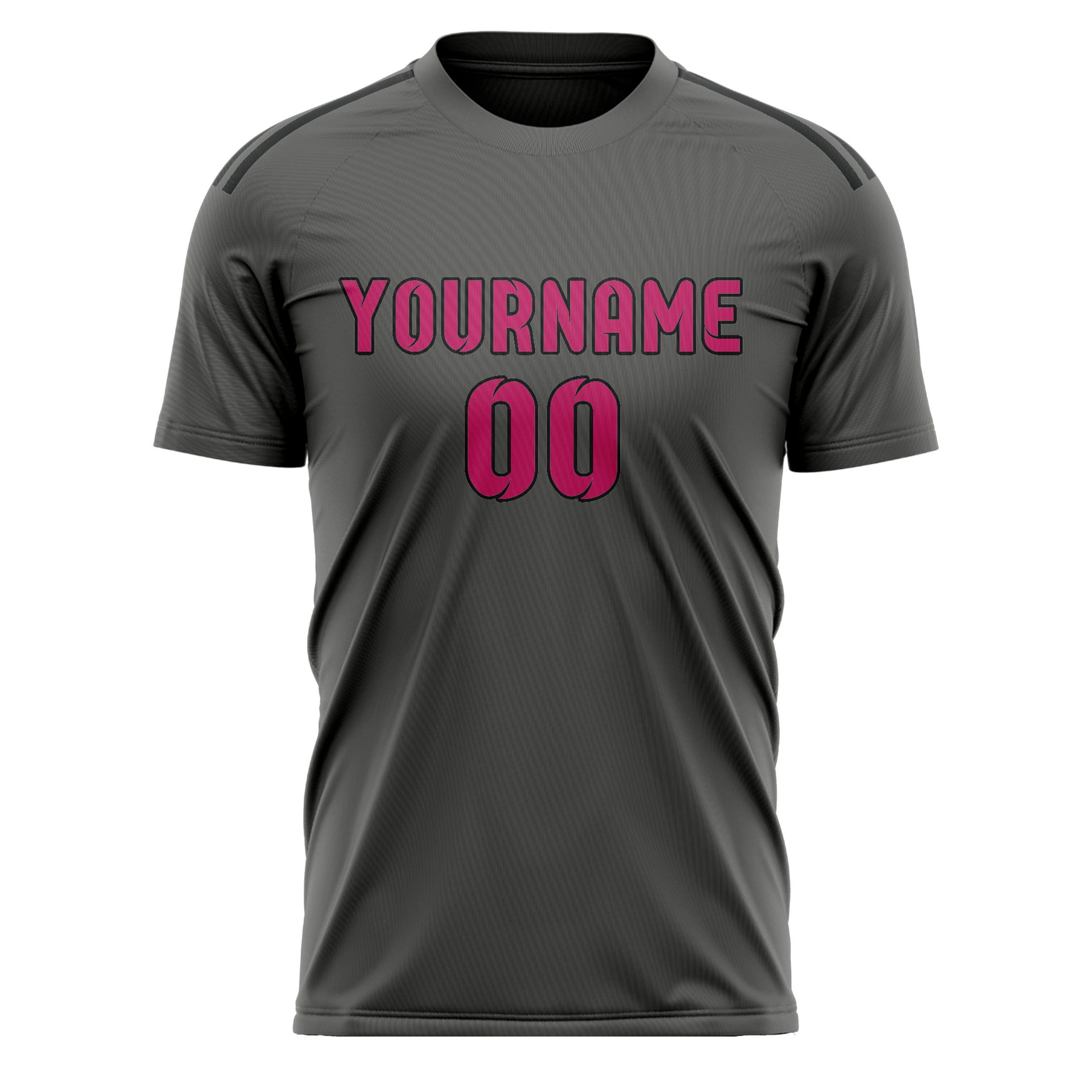 Custom Dark Grey Pink Soccer Jersey